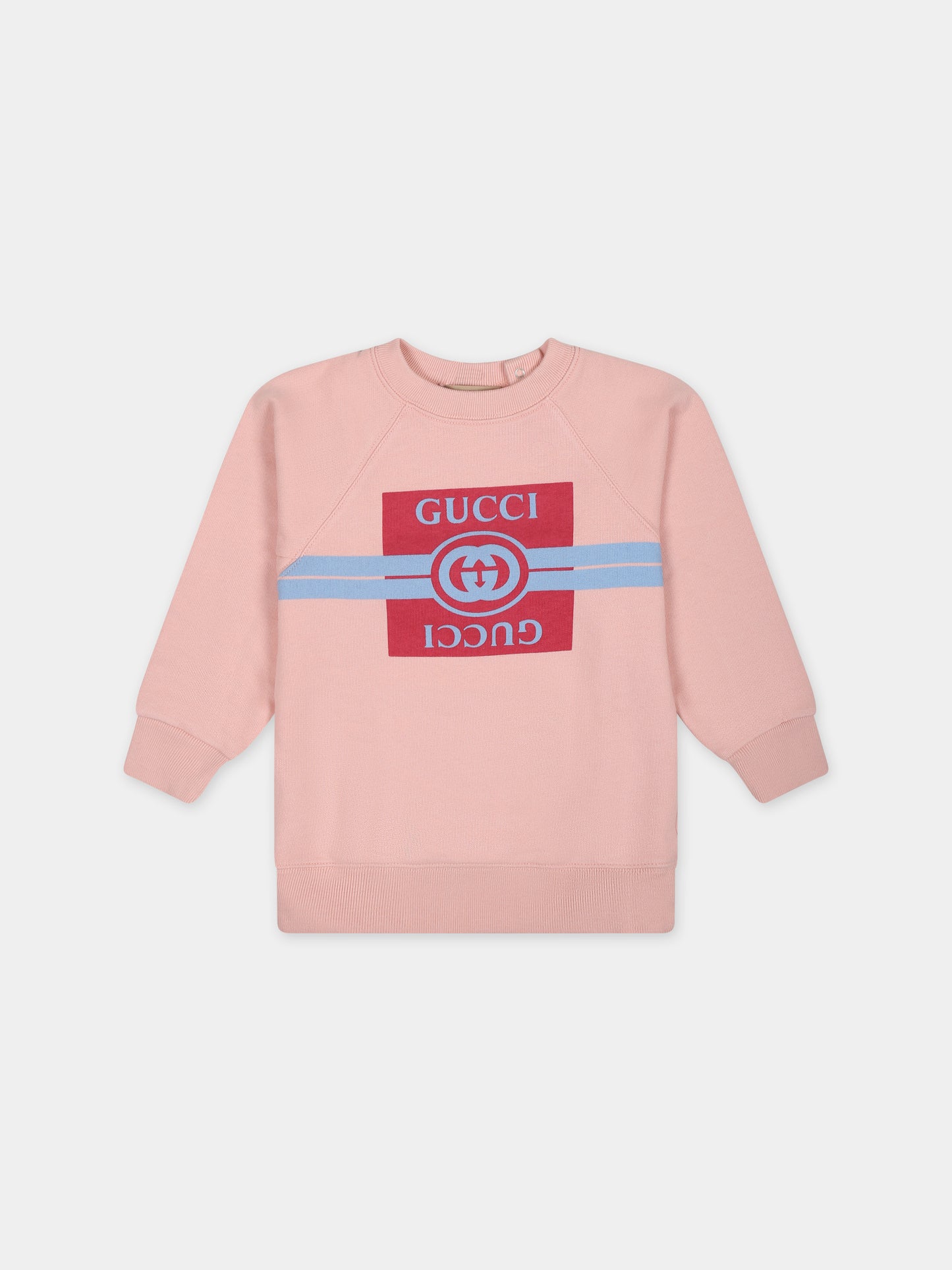 Felpa rosa per neonata con doppia G,Gucci Kids,653687 XJF5W 6372