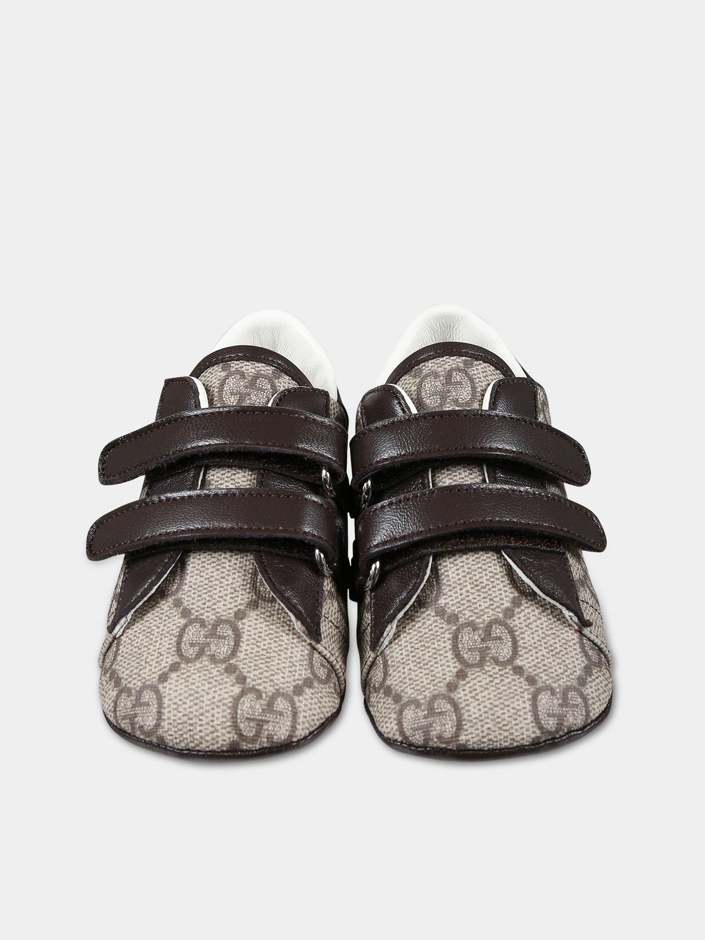 Sneakers marroni per neonato con logo GG all-over,Gucci Kids,772387 FACX3 9752