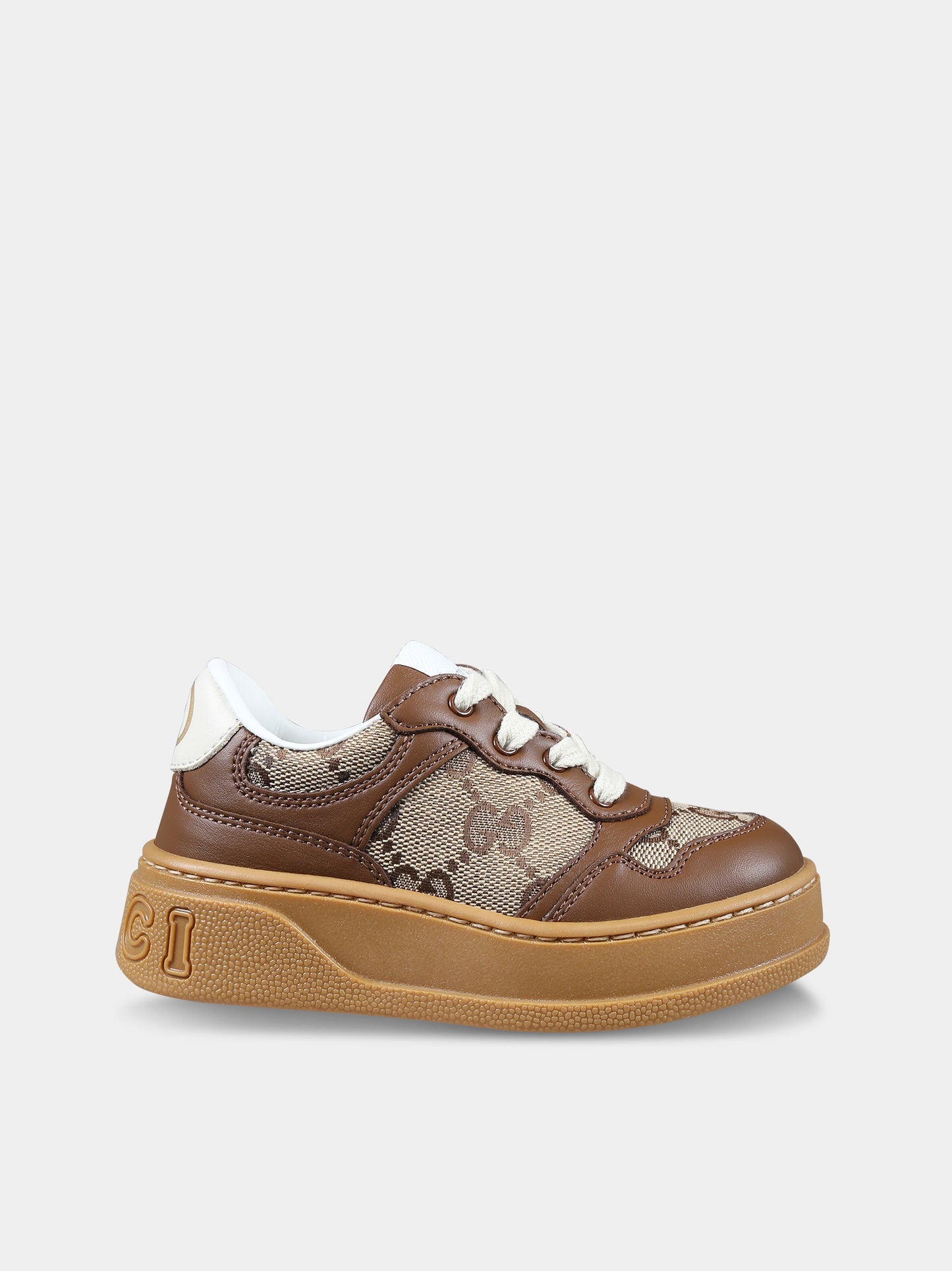 Sneakers marroni per bambini con iconica GG,Gucci Kids,755893 UPG20 2866