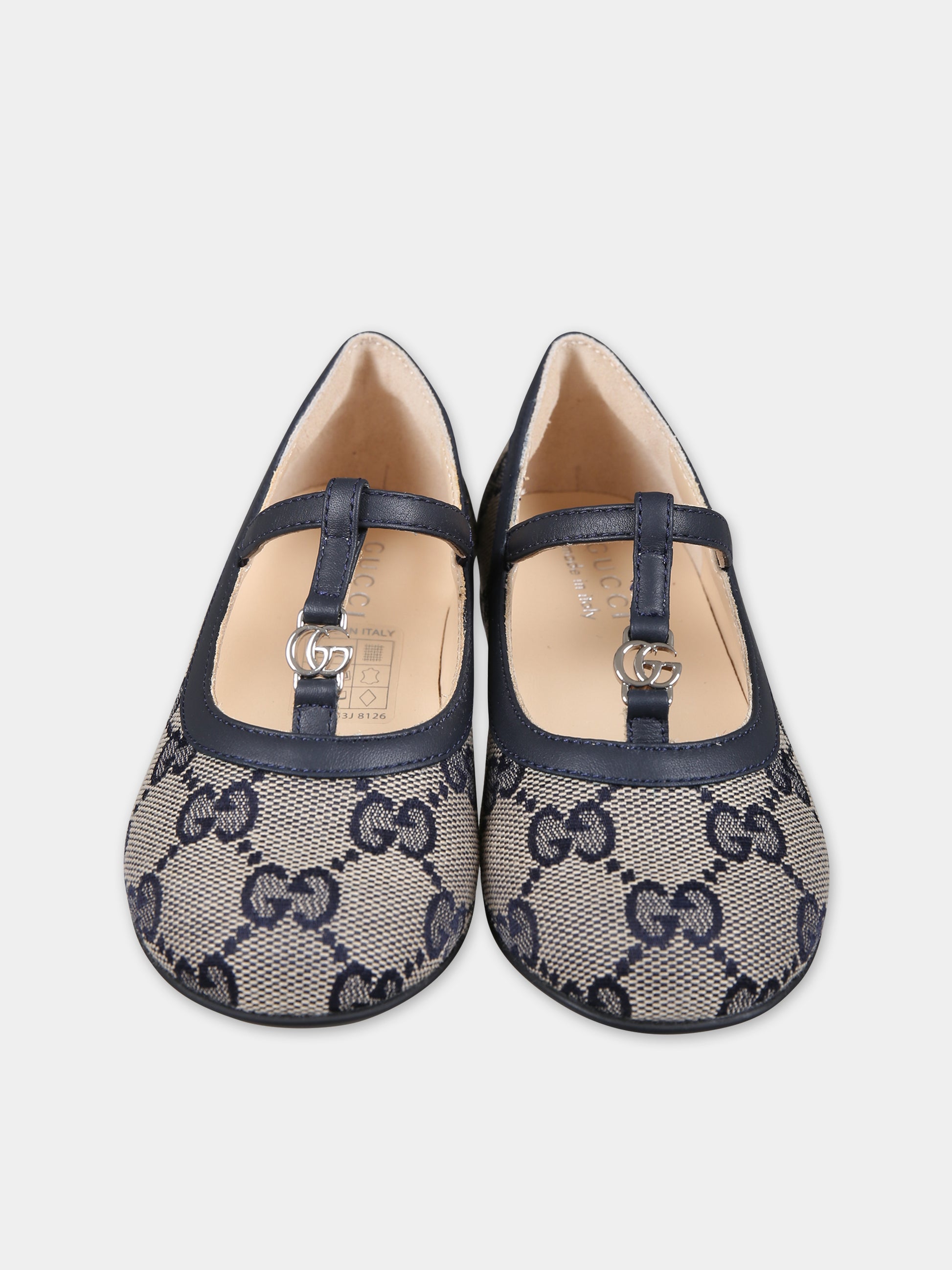 Ballerine blu per neonata con doppia G,Gucci Kids,750605 FACYJ 4057