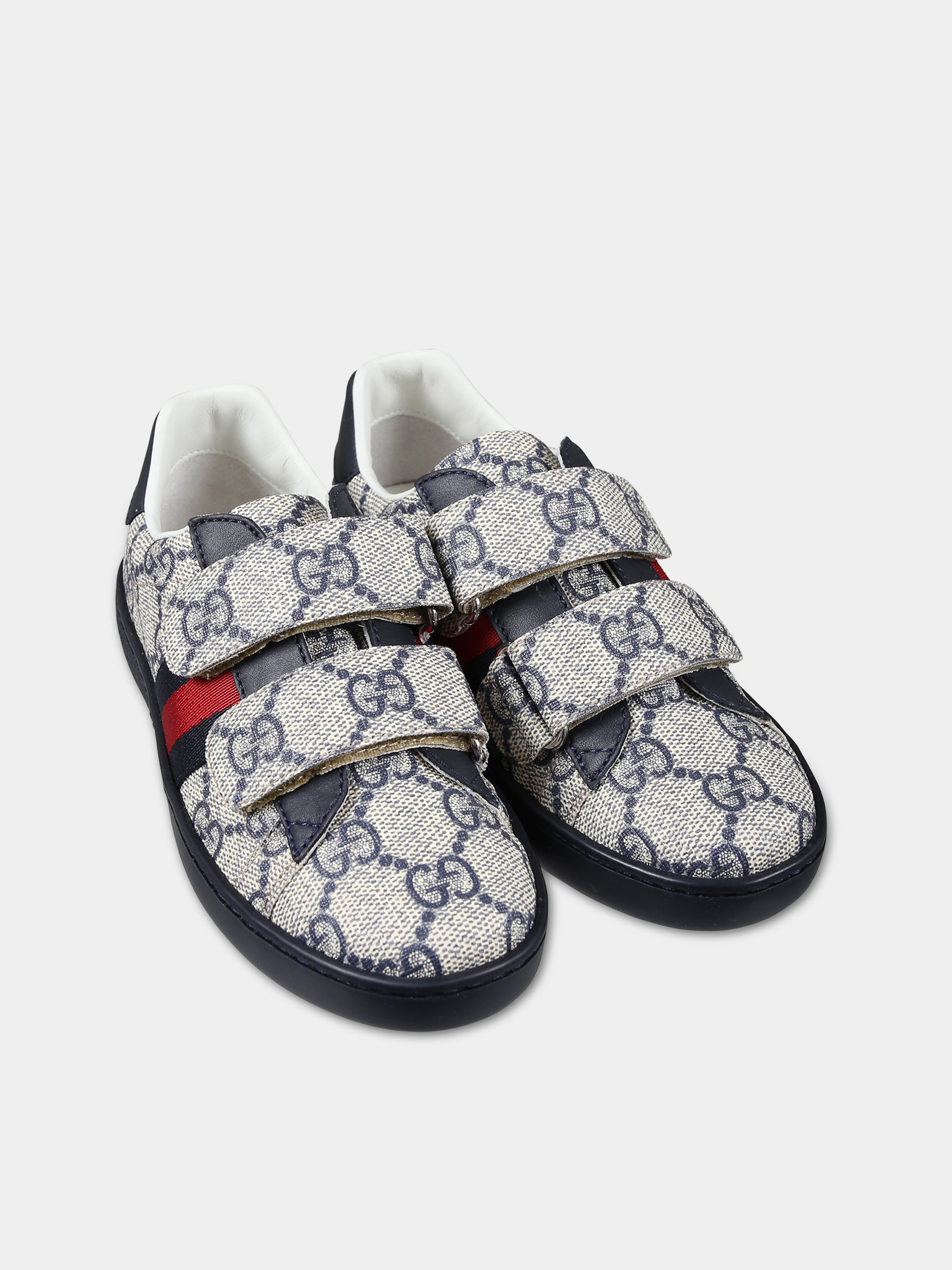 Sneakers beige per bambini con logo GG all-over,Gucci Kids,463088 FACYF 9753