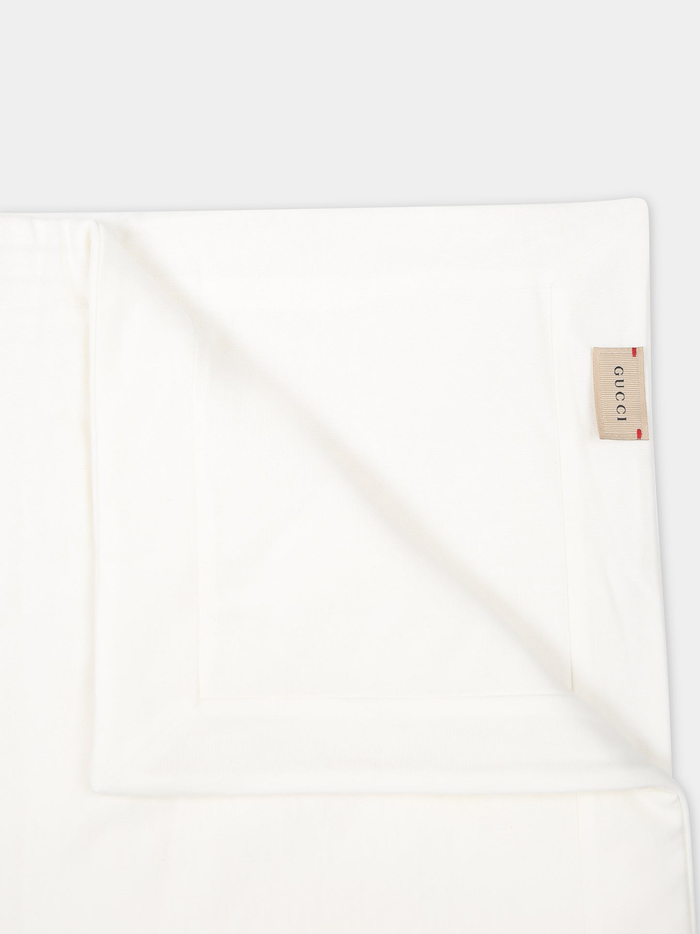 Coperta bianca per neonati con dettaglio Web e logo,Gucci Kids,774010 3KAAL 9200