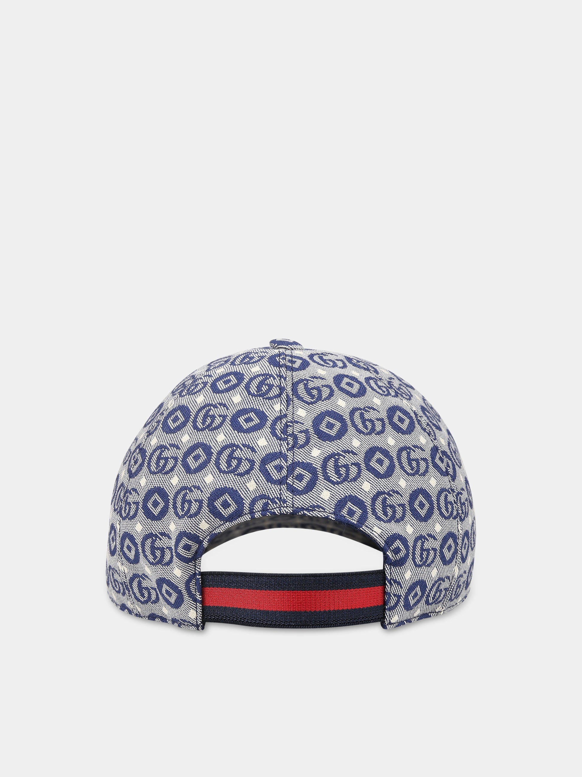 Cappello blu per bambini con doppia G,Gucci Kids,481774 3HAQA 4268