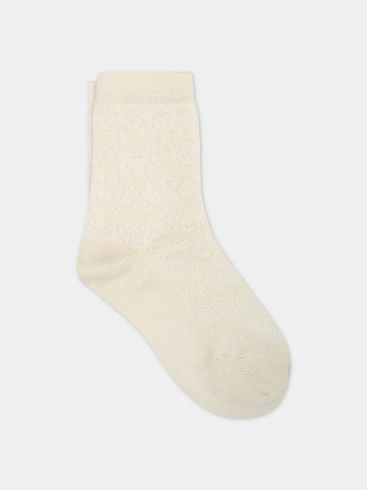 Calzini avorio per neonati con doppia G,Gucci Kids,755591 3KAA7 9200