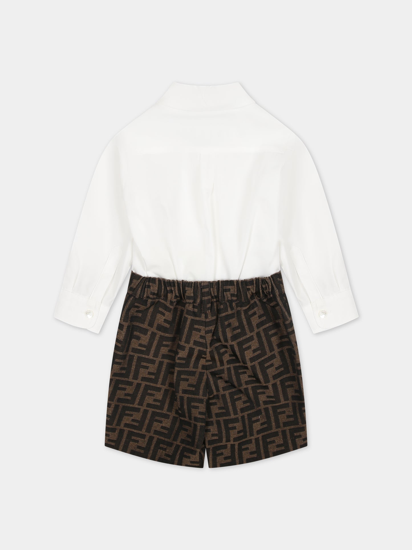 Completo elegante multicolor per neonato con iconica doppia F,Fendi Kids,BML146 AQTK F15B6