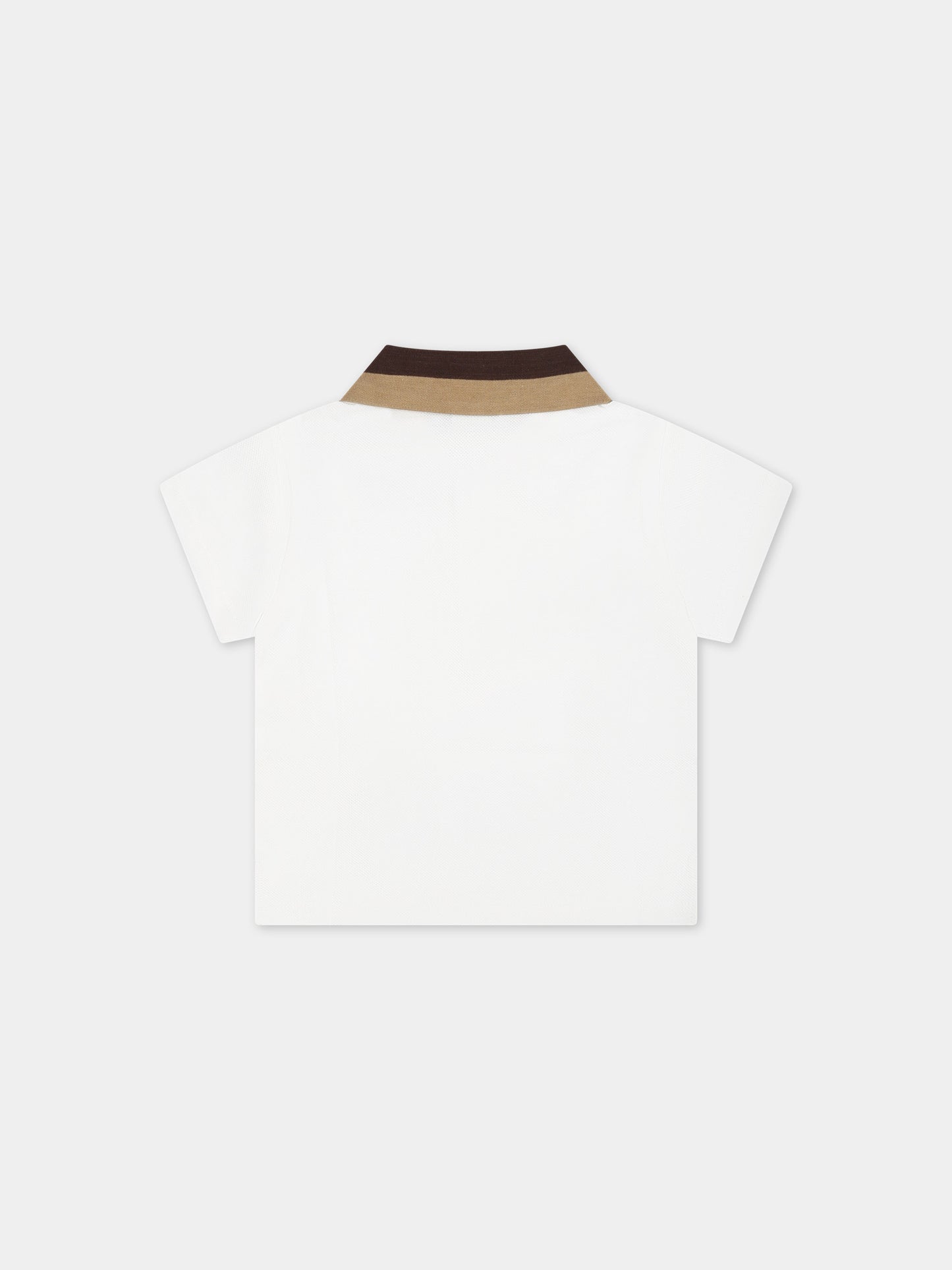 Polo bianca per neonato con logo,Fendi Kids,BMI244 AVP F0TU9