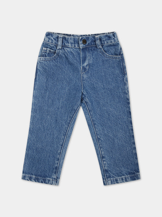 Jeans in denim per neonati con logo,Fendi Kids,BUF099 AMHX F0QG0