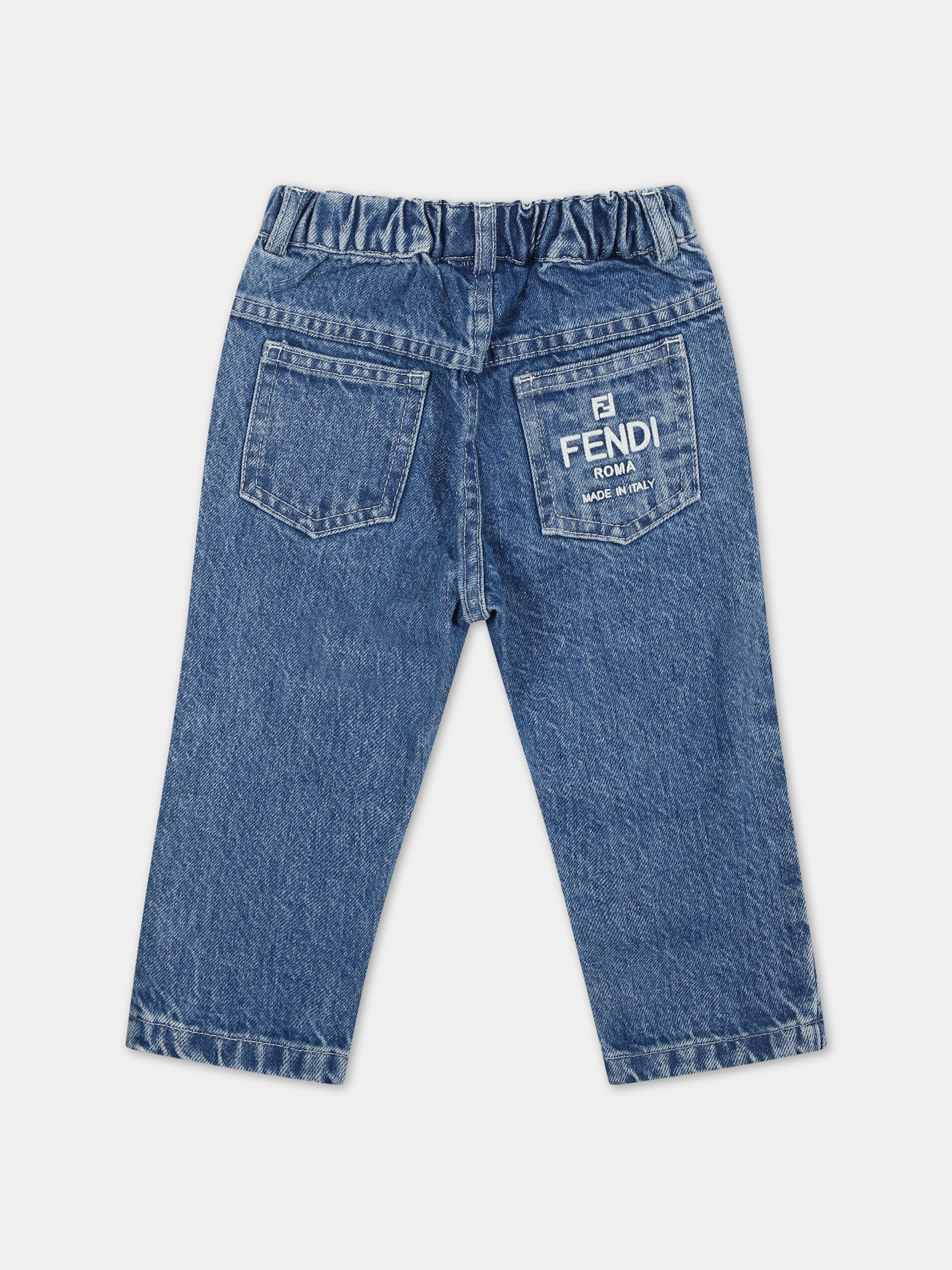 Jeans in denim per neonati con logo,Fendi Kids,BUF099 AMHX F0QG0