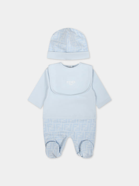 Set celeste per neonato con logo,Fendi Kids,BUK115 AQT8 F19J4