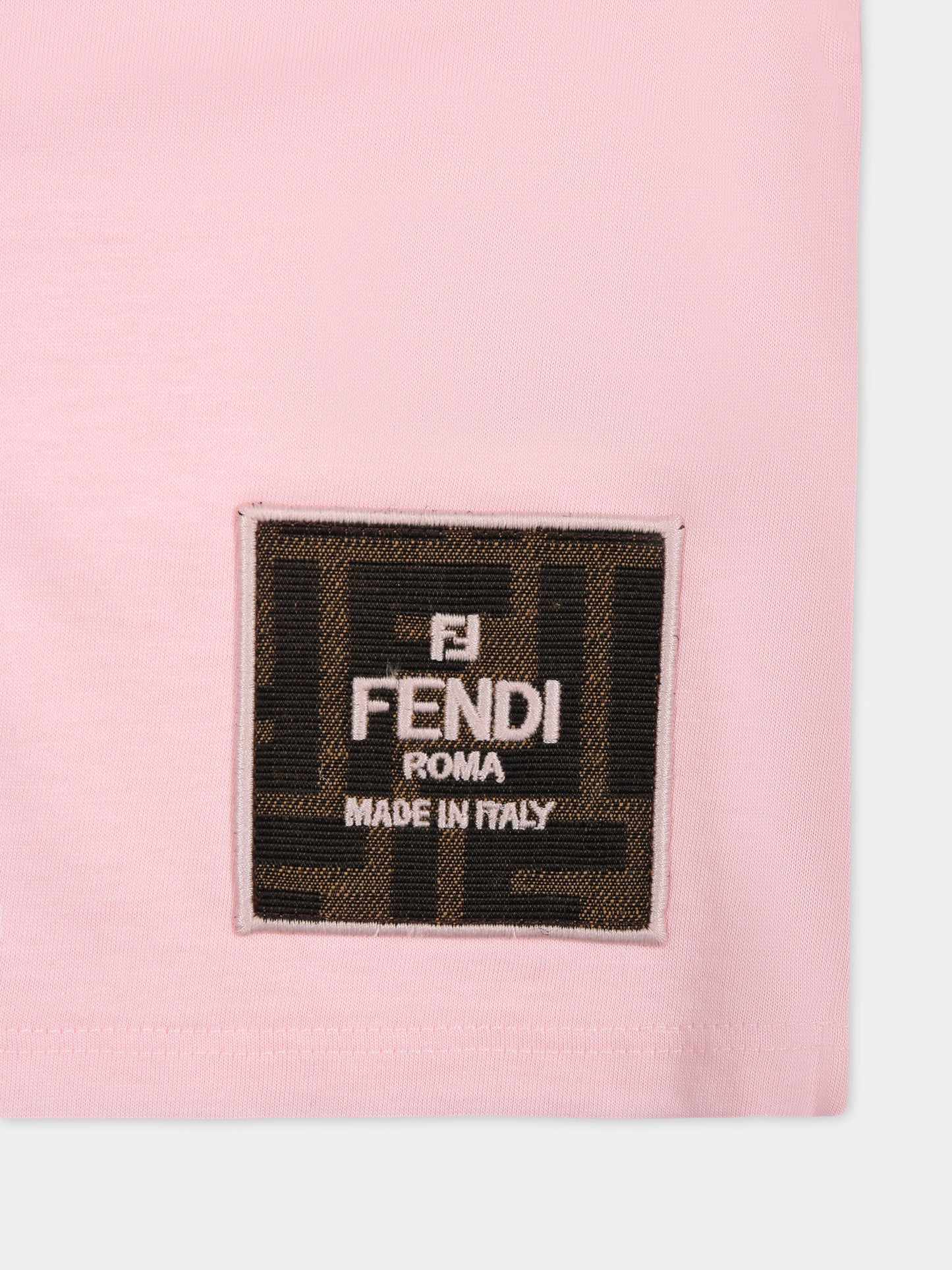 Pink sweatshirt for baby girl with logo,Fendi Kids,BUH065 5V0 F0QE5