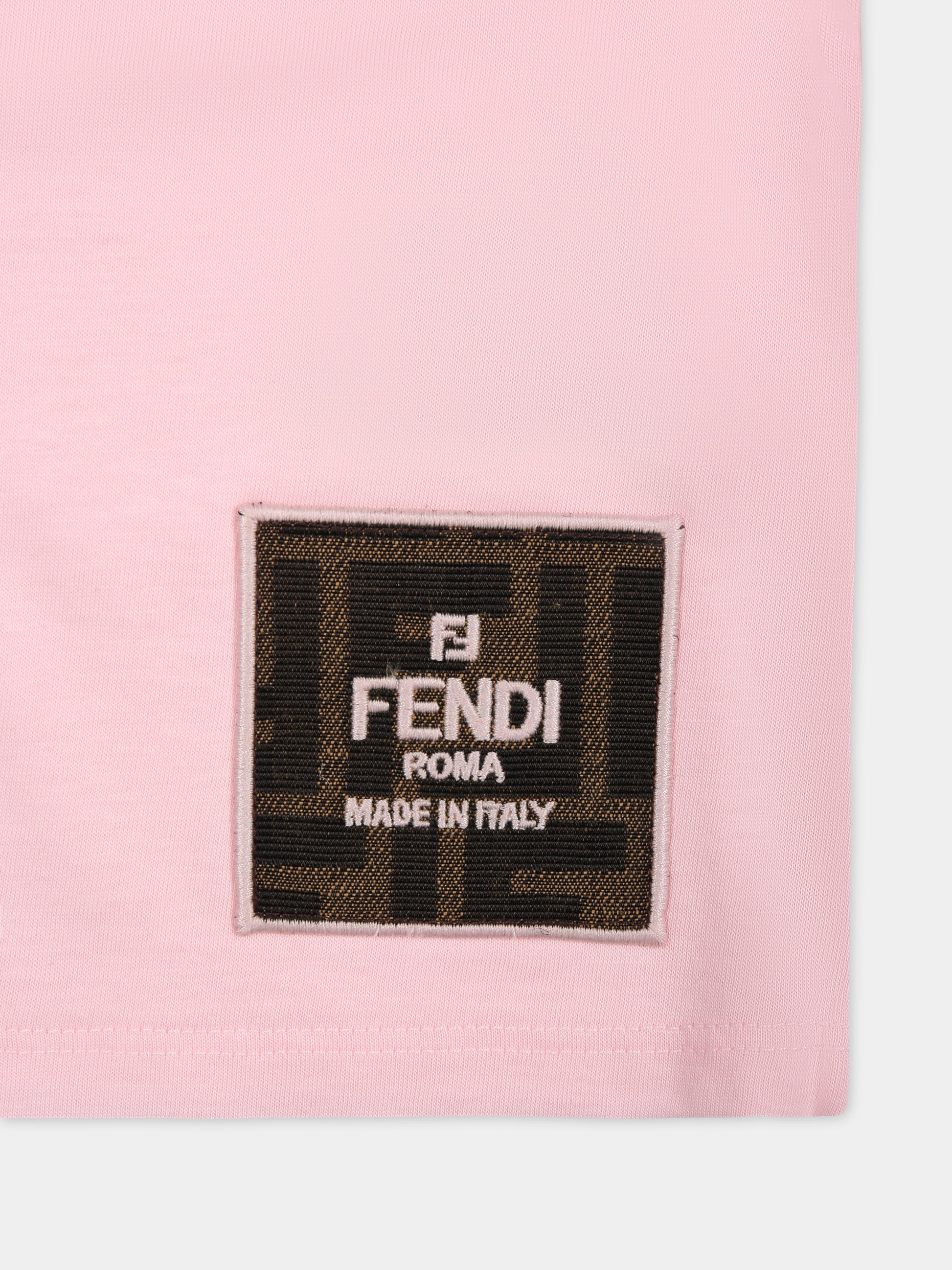 Pink sweatshirt for baby girl with logo,Fendi Kids,BUH065 5V0 F0QE5