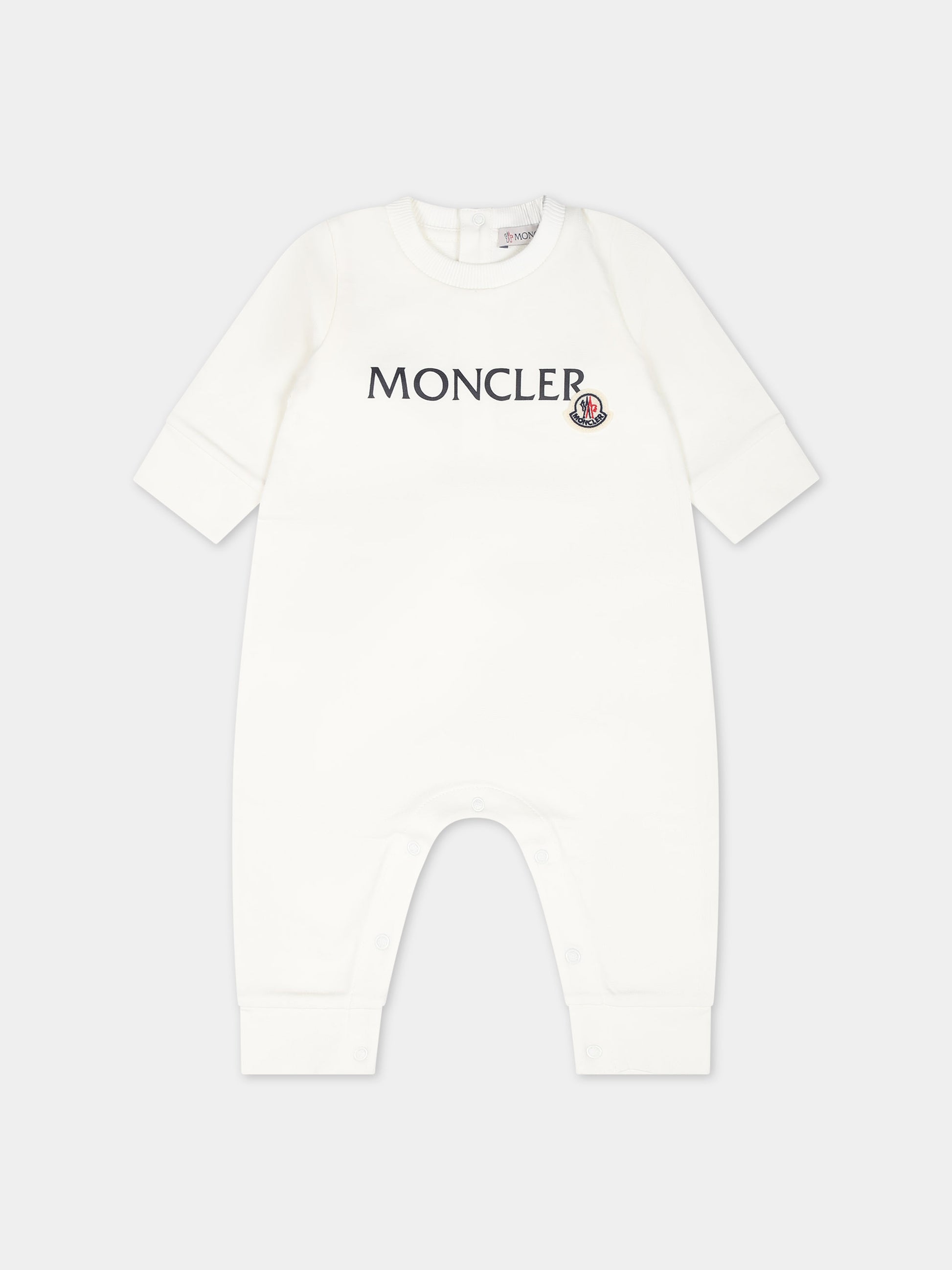 Tutina bianca per neonato con logo,Moncler Kids,951 8L00002 899AR 034