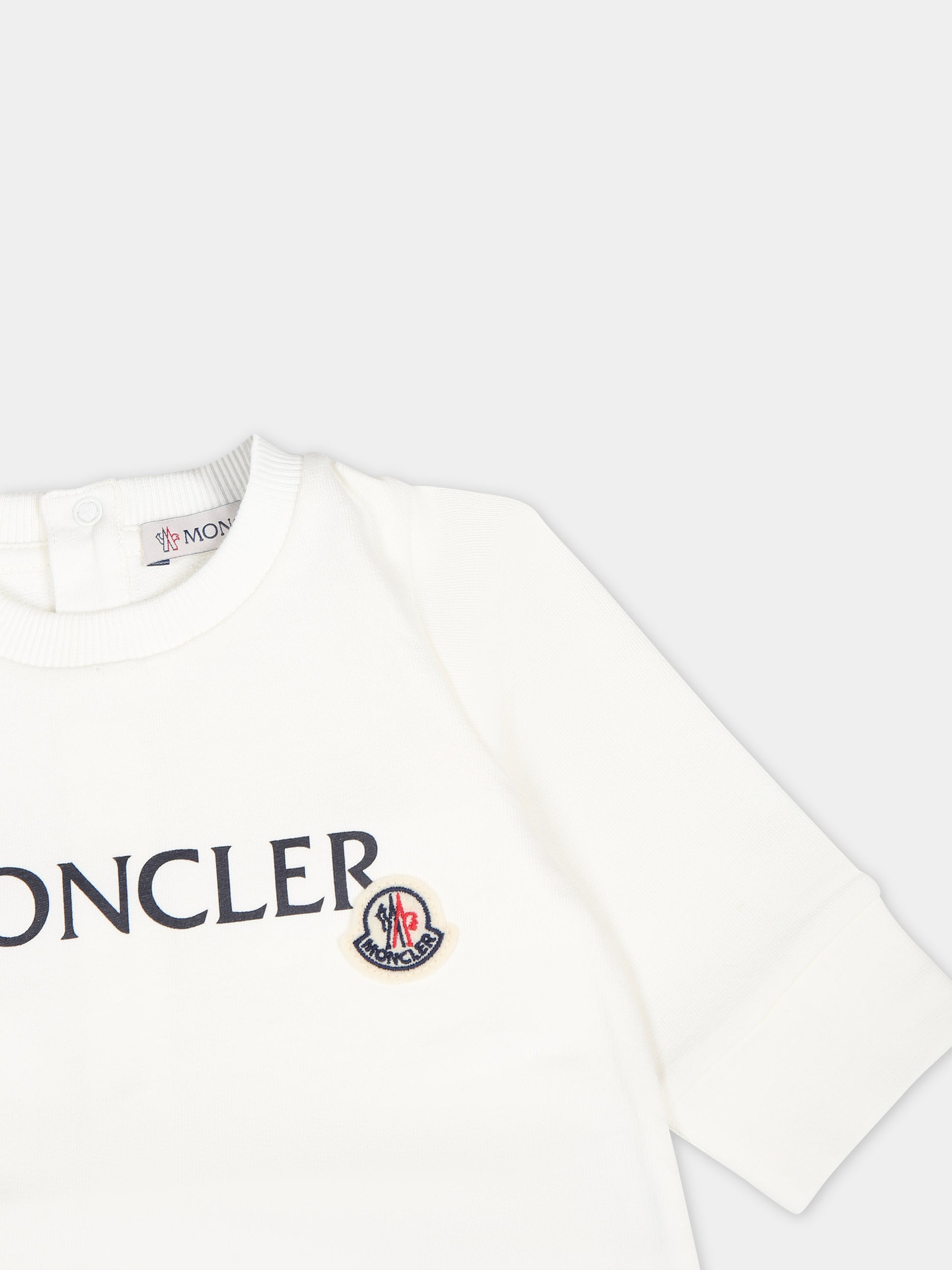 Tutina bianca per neonato con logo,Moncler Kids,951 8L00002 899AR 034