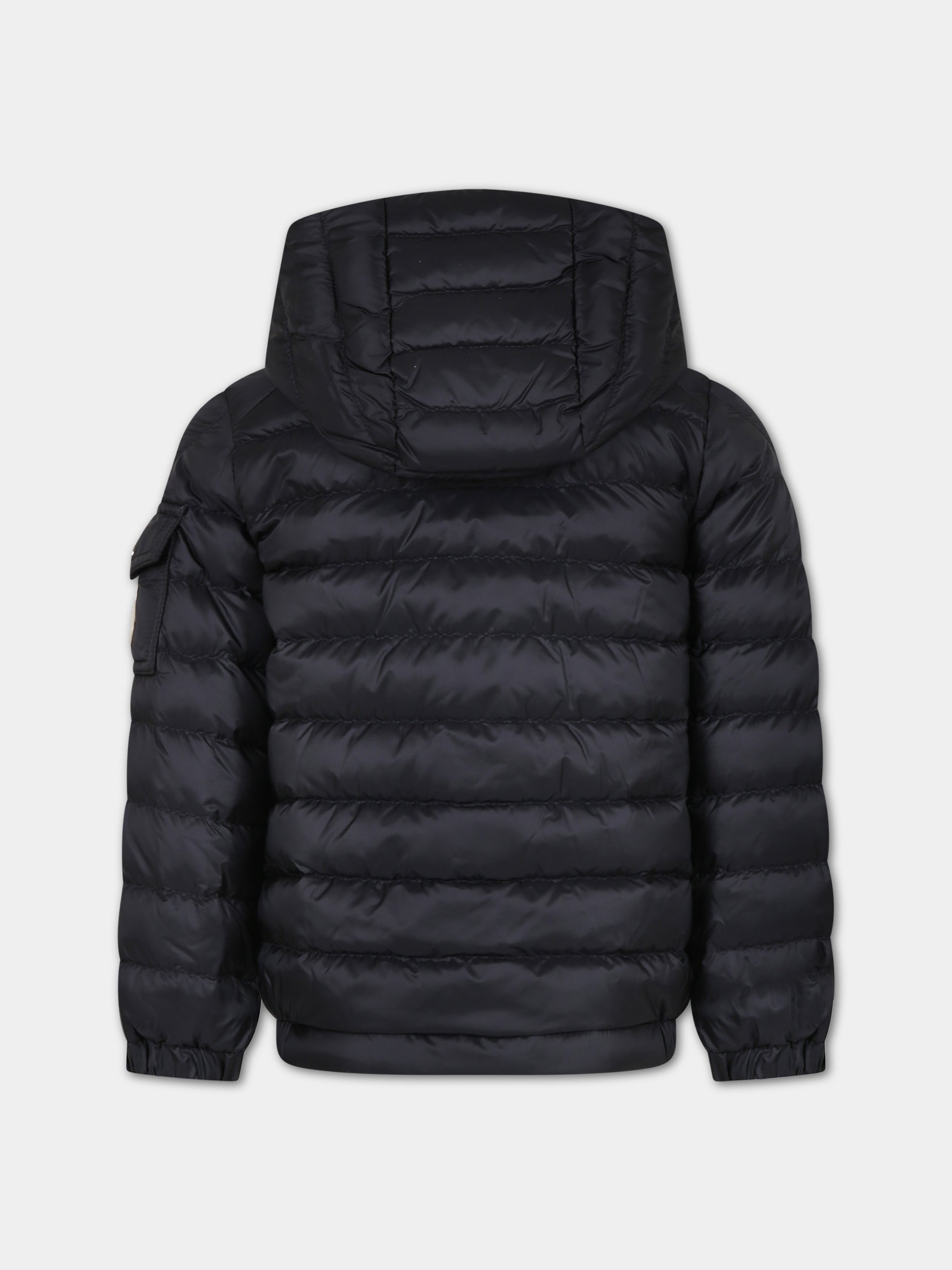 Piumino Lauros nero con cappuccio nero per bambino,Moncler Kids,954 1A00031 595FE 999