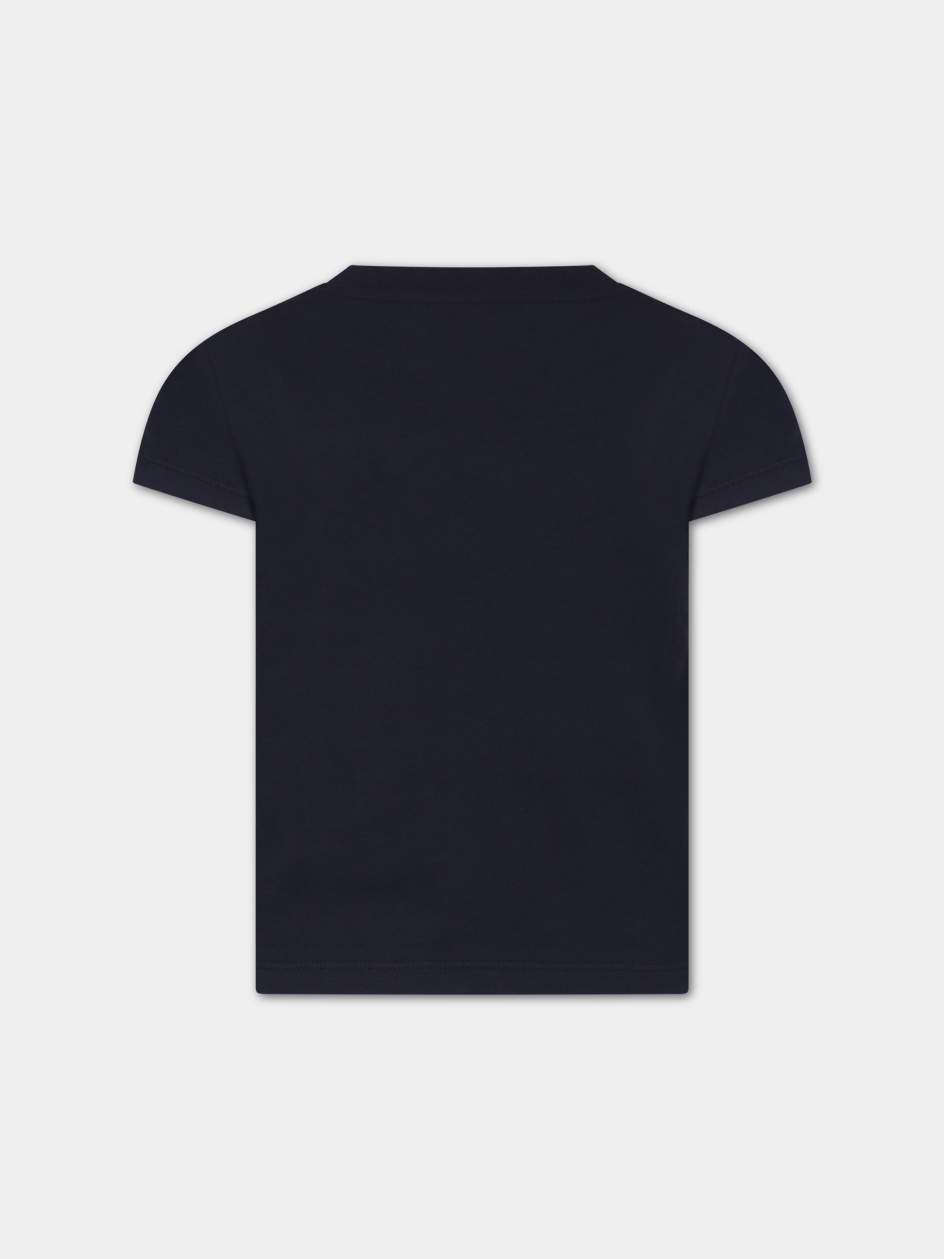 T-shirt blu per bambina con logo,Moncler Kids,954 8C00005 83907 778