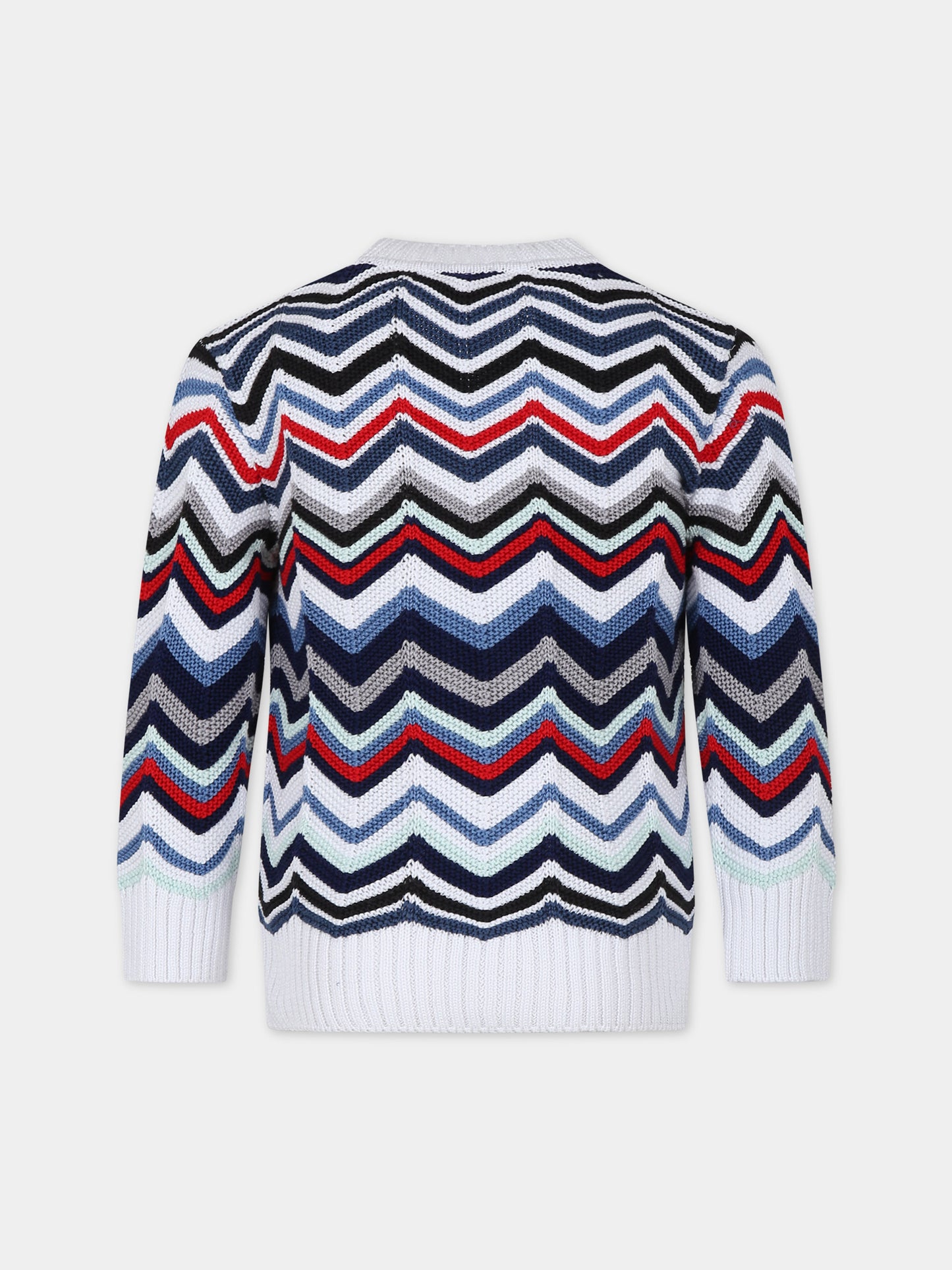 Maglione bianco per bambino con motivo chevron,Missoni,MU9P10 X0018 999BC