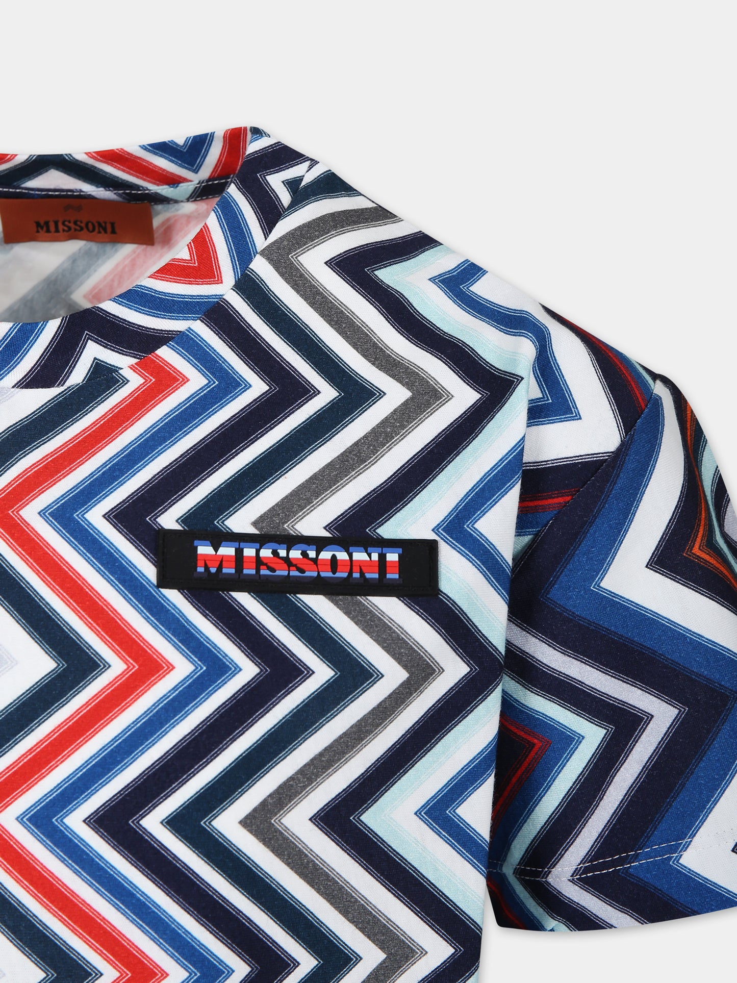 T-shirt multicolor per bambino con logo,Missoni,MU8Q21 J0393 998