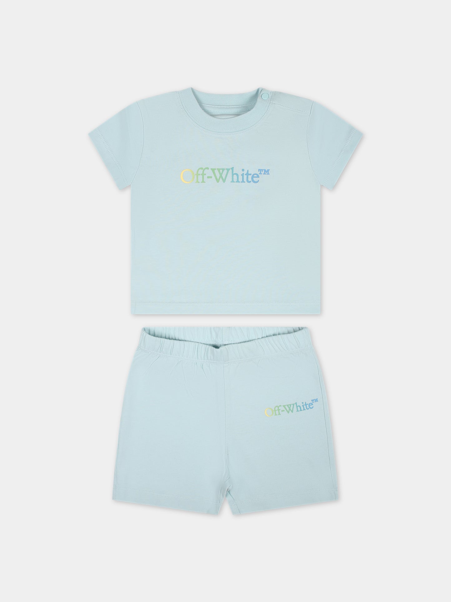 Completo celeste per neonato con logo,Off White,OB2X013S24JER0014084