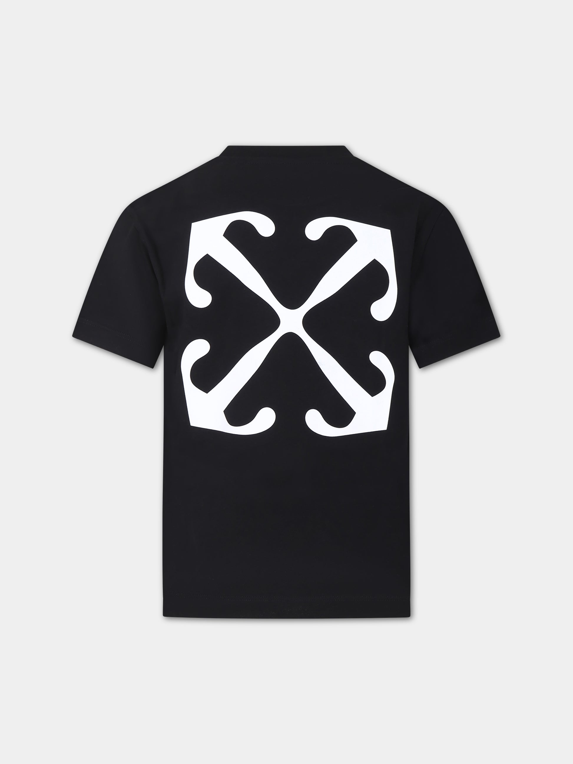 T-shirt nera per bambino con logo,Off White,OBAA002S24JER0031001