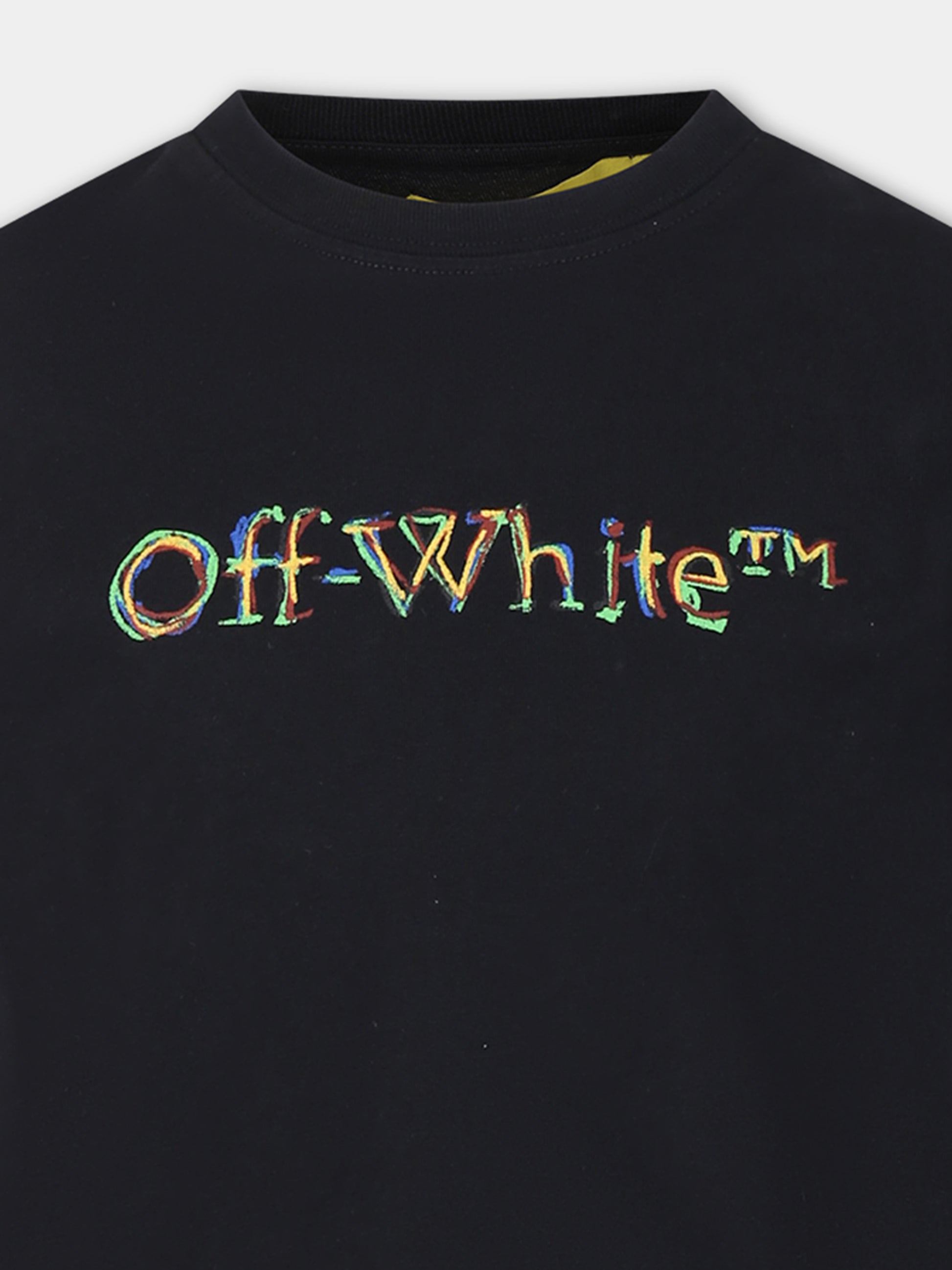T-shirt nera per bambino con logo,Off White,OBAA002S24JER0051084