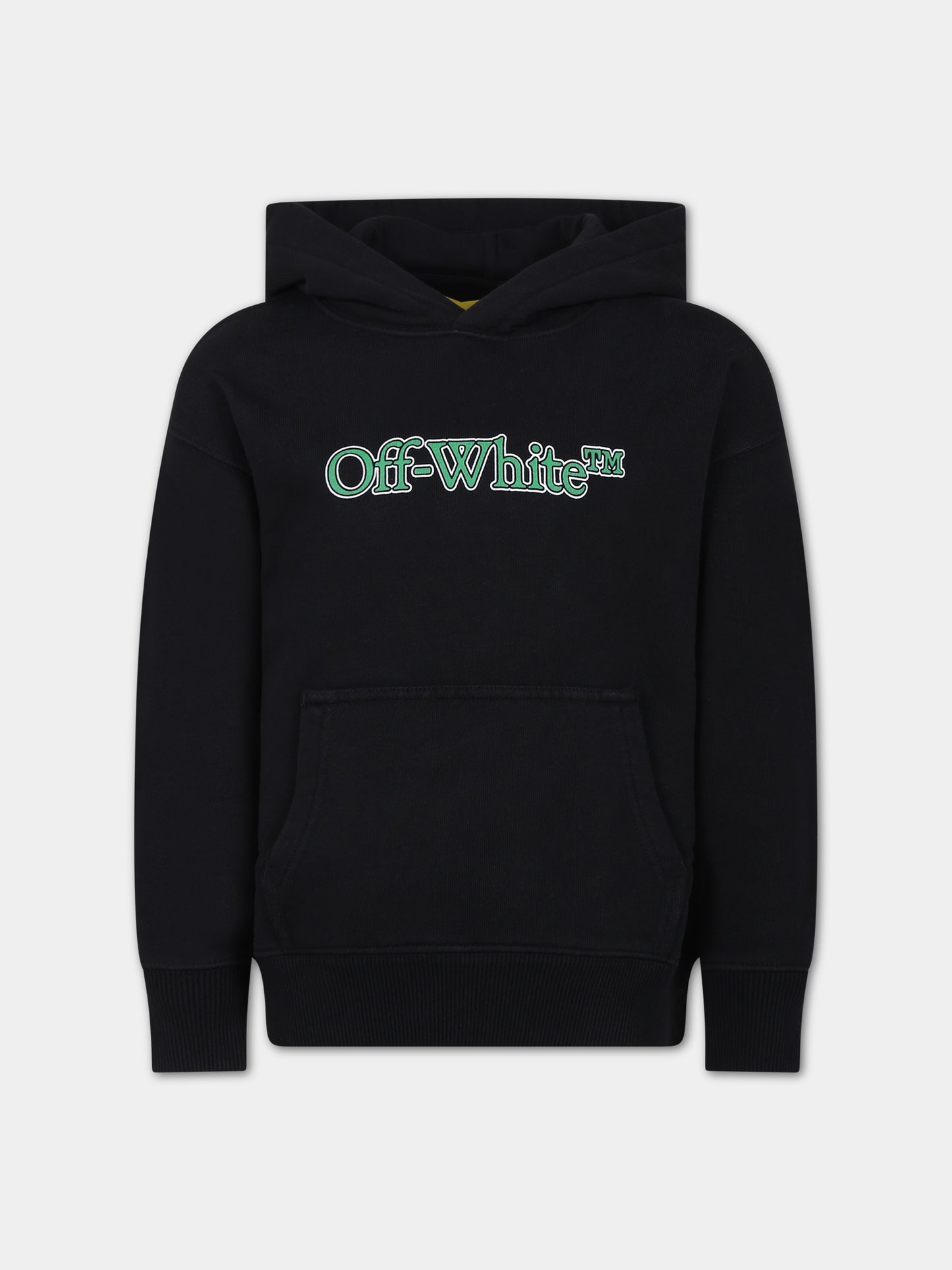 Felpa nera con cappuccio per bambino con logo,Off White,OBBB001S24FLE0031055