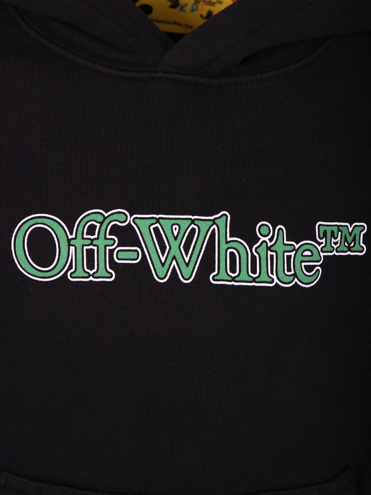 Felpa nera con cappuccio per bambino con logo,Off White,OBBB001S24FLE0031055
