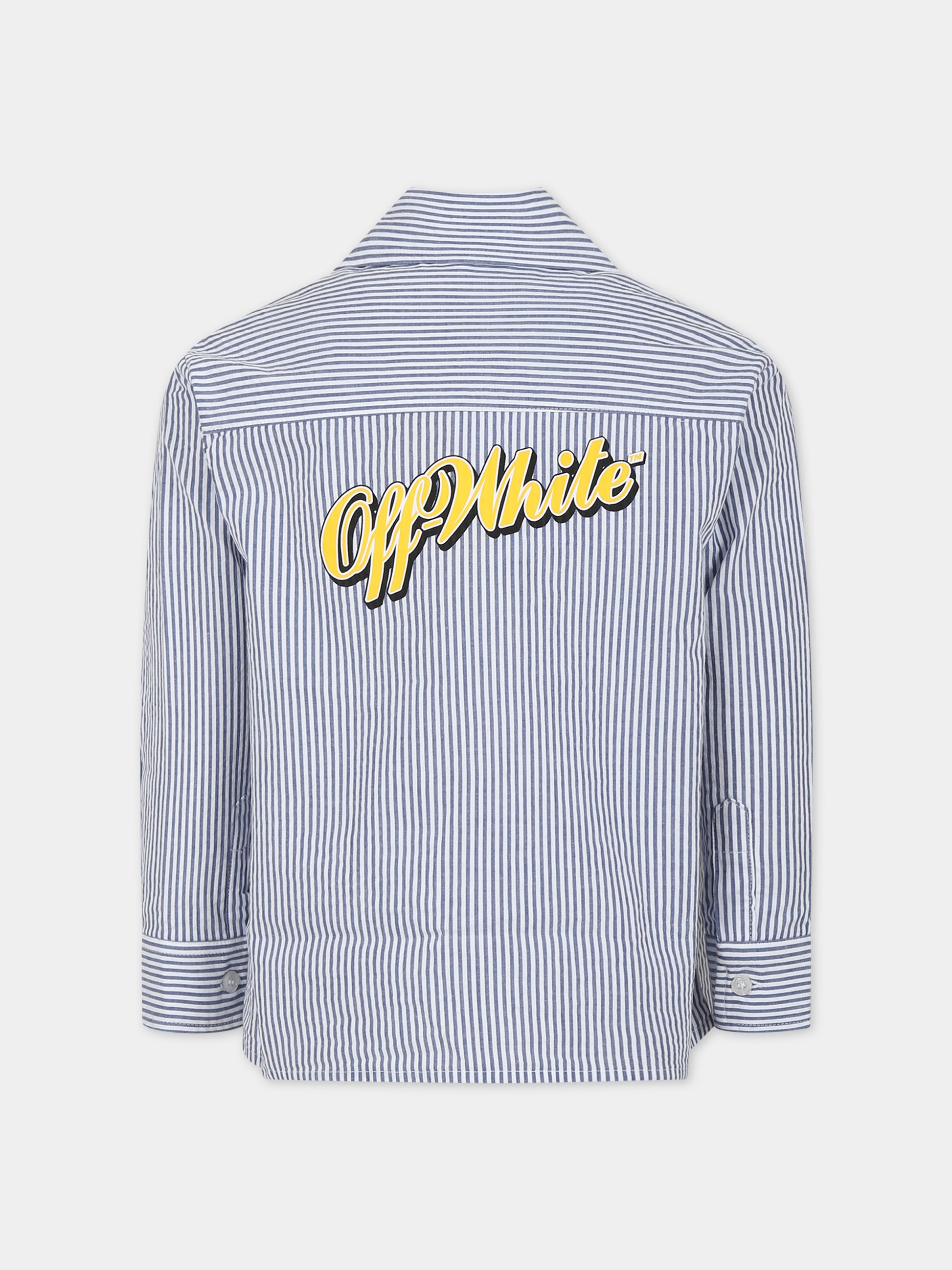 Camicia celeste per bambino con logo,Off White,OBGA003S24FAB0024518