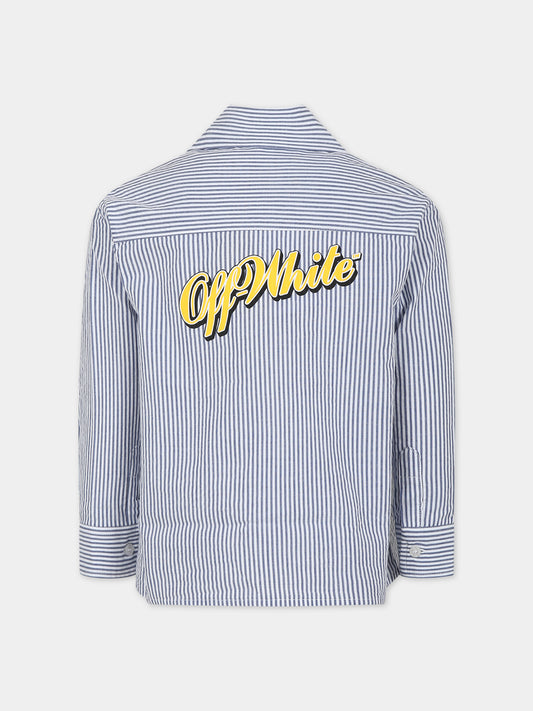 Camicia celeste per bambino con logo,Off White,OBGA003S24FAB0024518