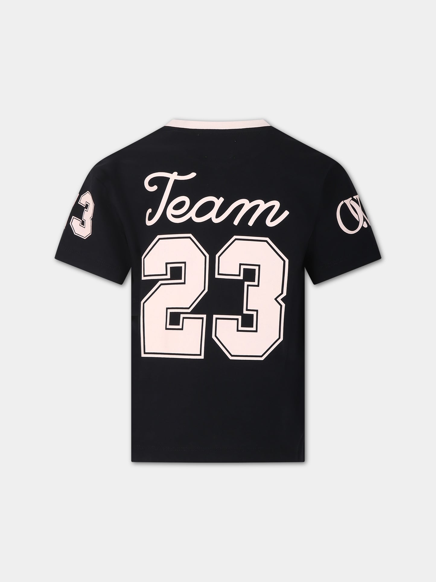 T-shirt nera per bambina con logo e numeri,Off White,OGAA001S24JER0101030