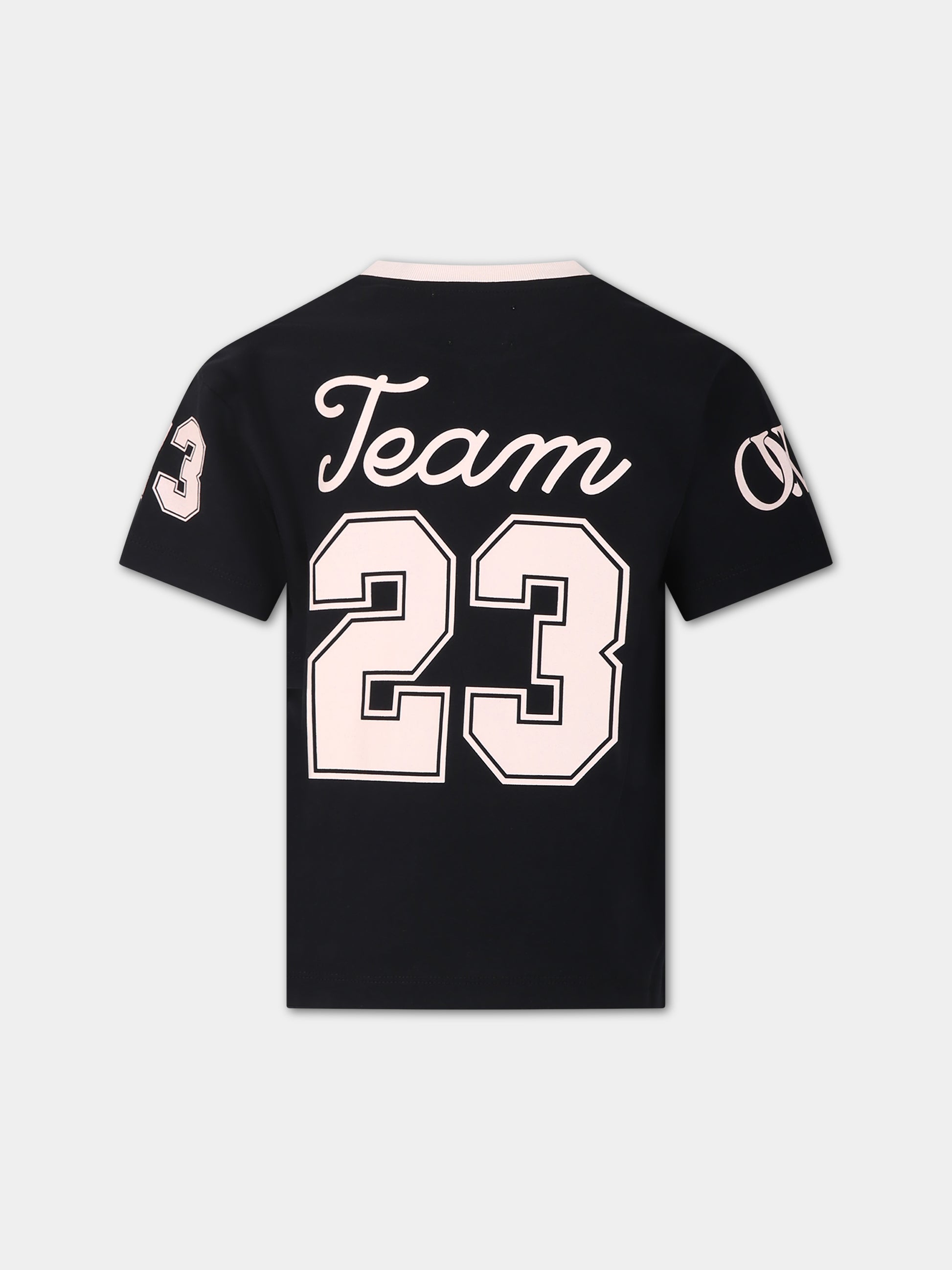 T-shirt nera per bambina con logo e numeri,Off White,OGAA001S24JER0101030