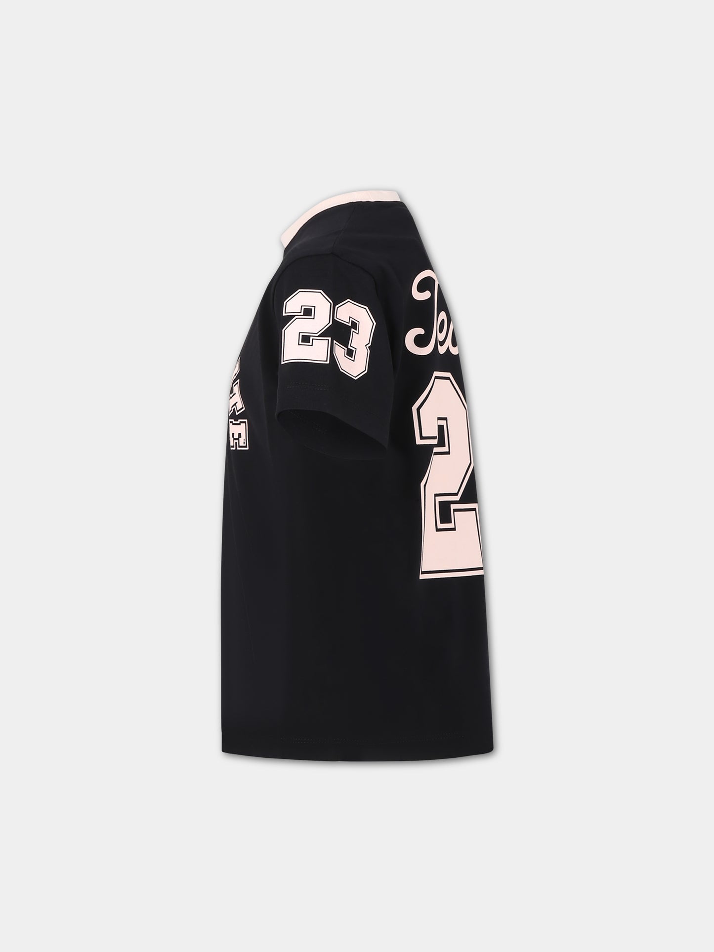 T-shirt nera per bambina con logo e numeri,Off White,OGAA001S24JER0101030