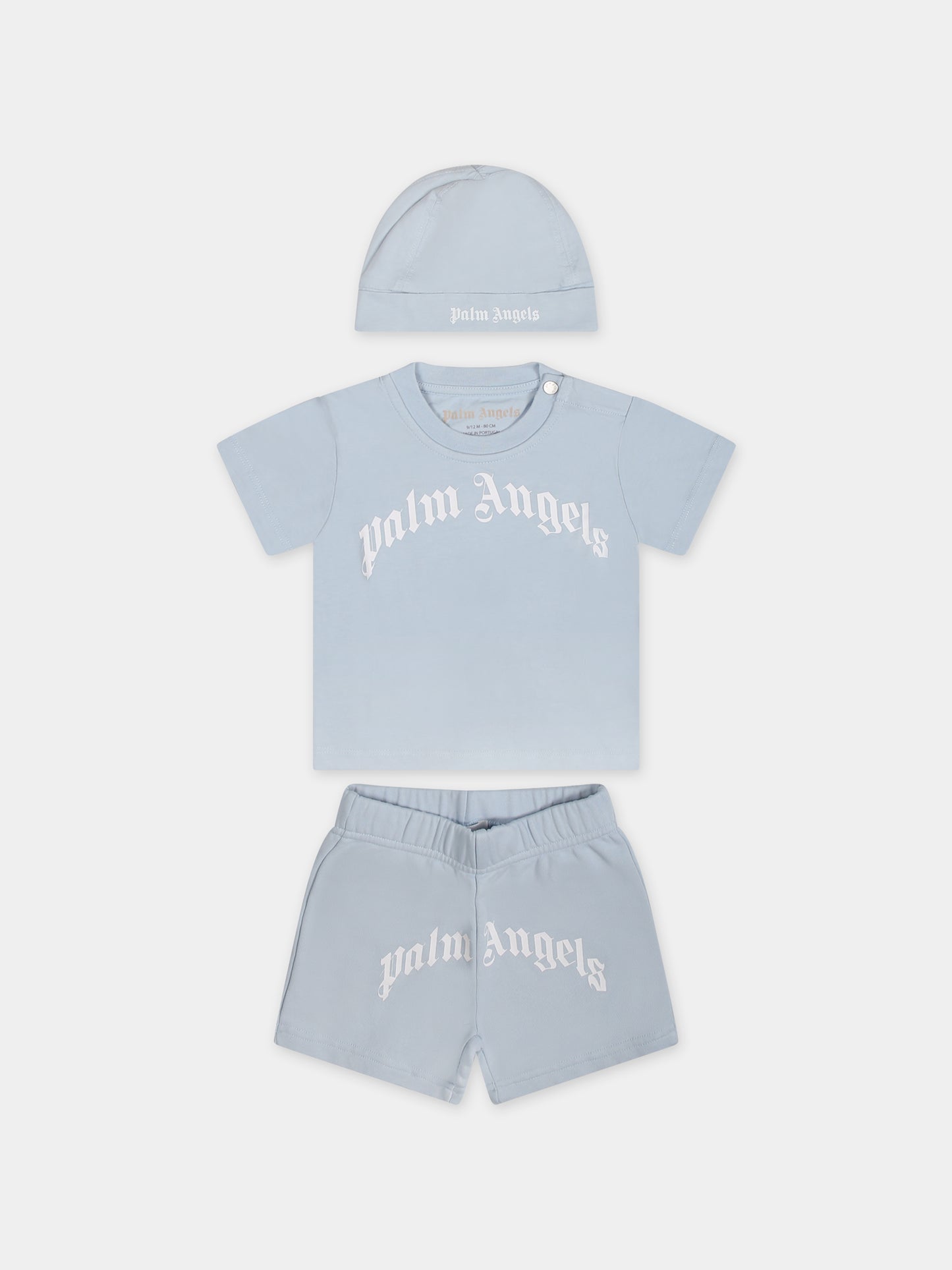 Completo celeste per neonato con logo,Palm Angels,PB2X011S24JER0014101