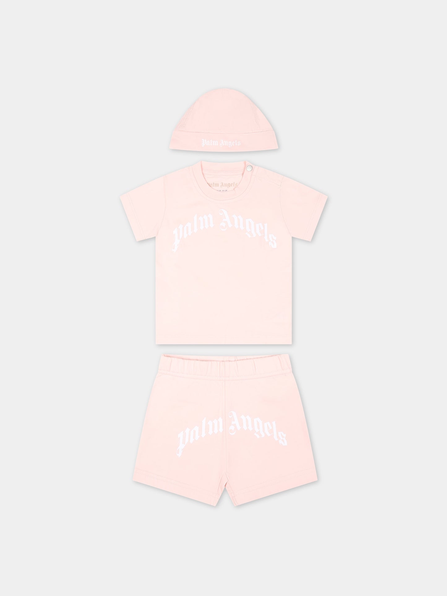 Completo rosa per neonata con logo,Palm Angels,PG2X010S24JER0013301