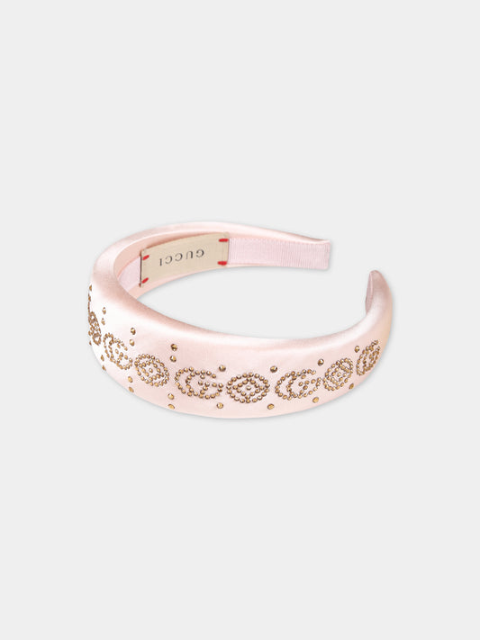 Cerchietto rosa per bambina con cristalli,Gucci Kids,777254 3HAYR 6800