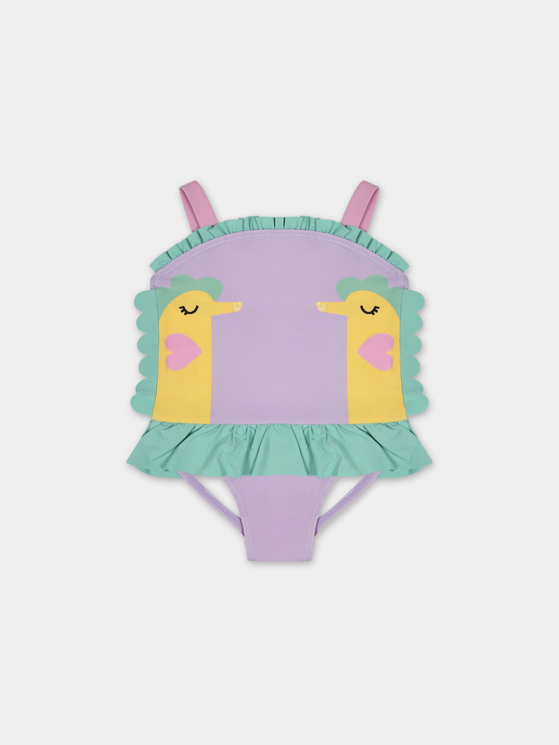 Costume viola per neonata con cavallucci marini,Stella Mccartney Kids,TUCB39 Z0157 572