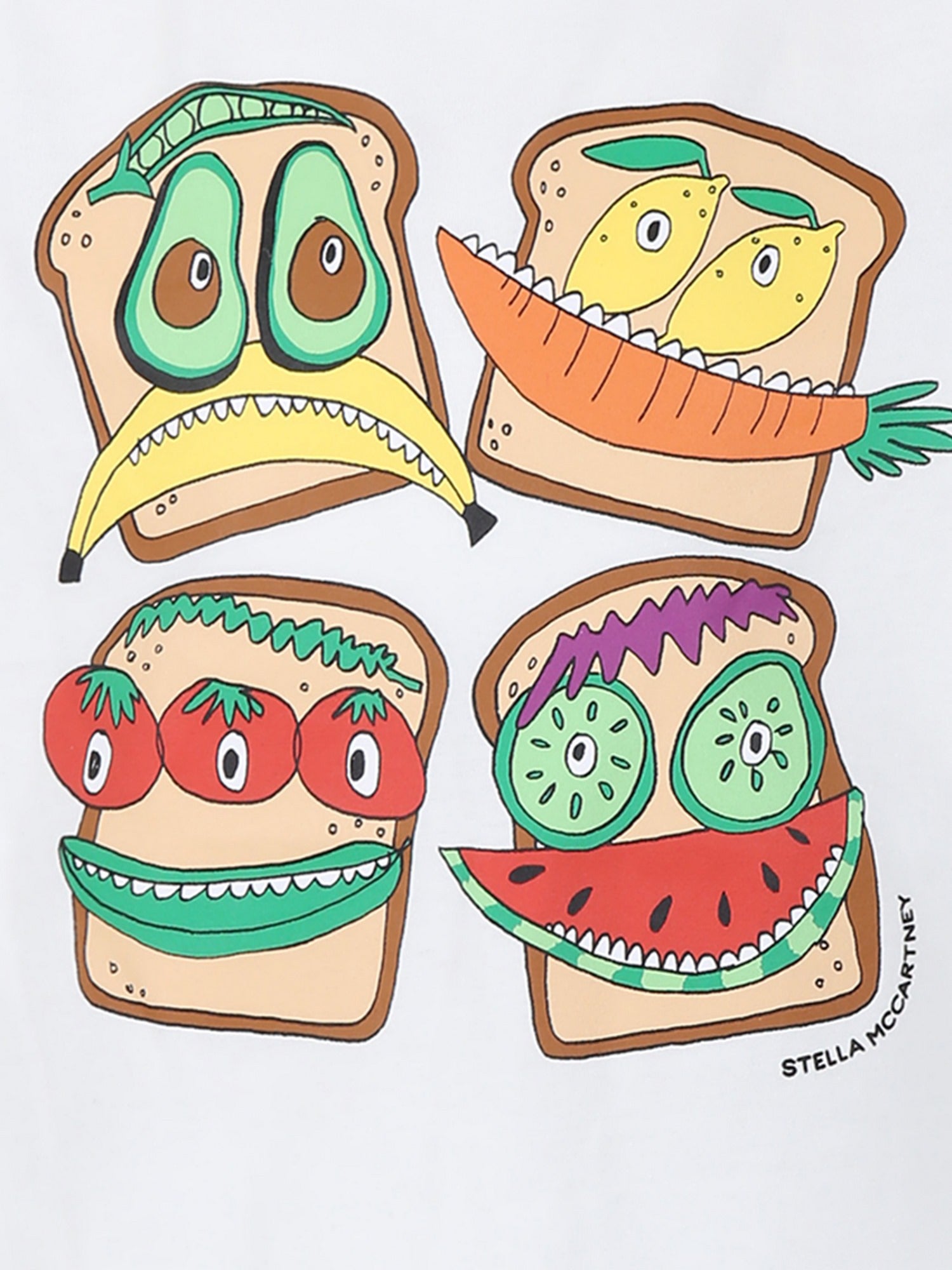 T-shirt bianca per bambino con stampa toast,Stella Mccartney Kids,TU8S11 Z0434 101