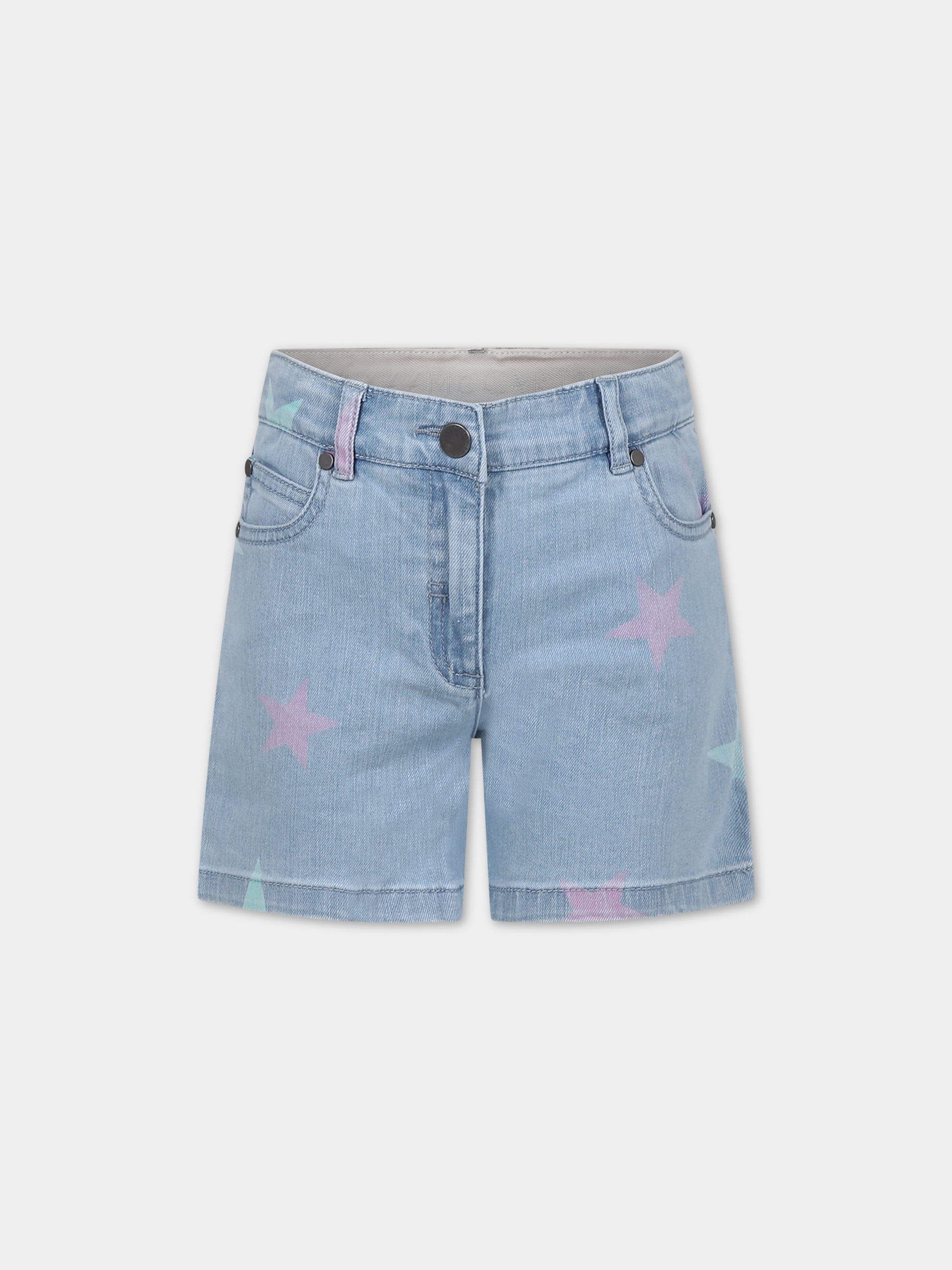 Shorts in denim per bambina con stelle all-over,Stella Mccartney Kids,TU6E59 Z0863 600MC