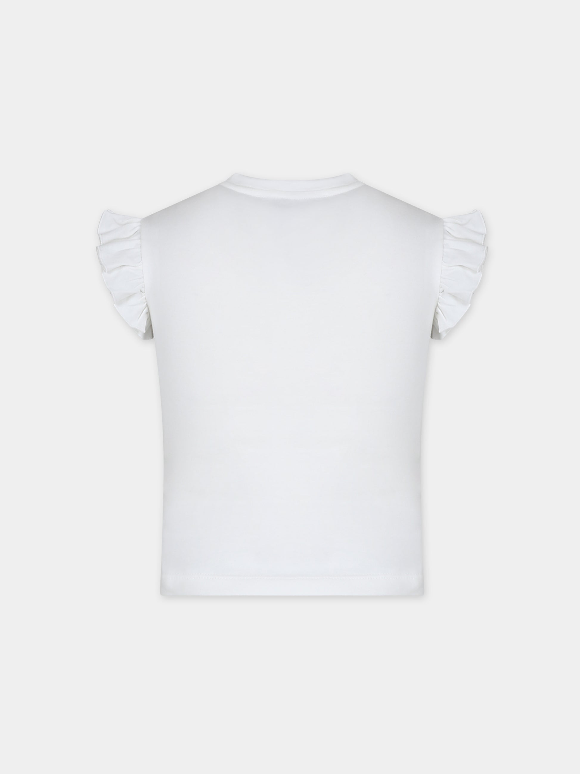 T-shirt bianca per neonata con rose,Simonetta,SU8000 J0209 101RS