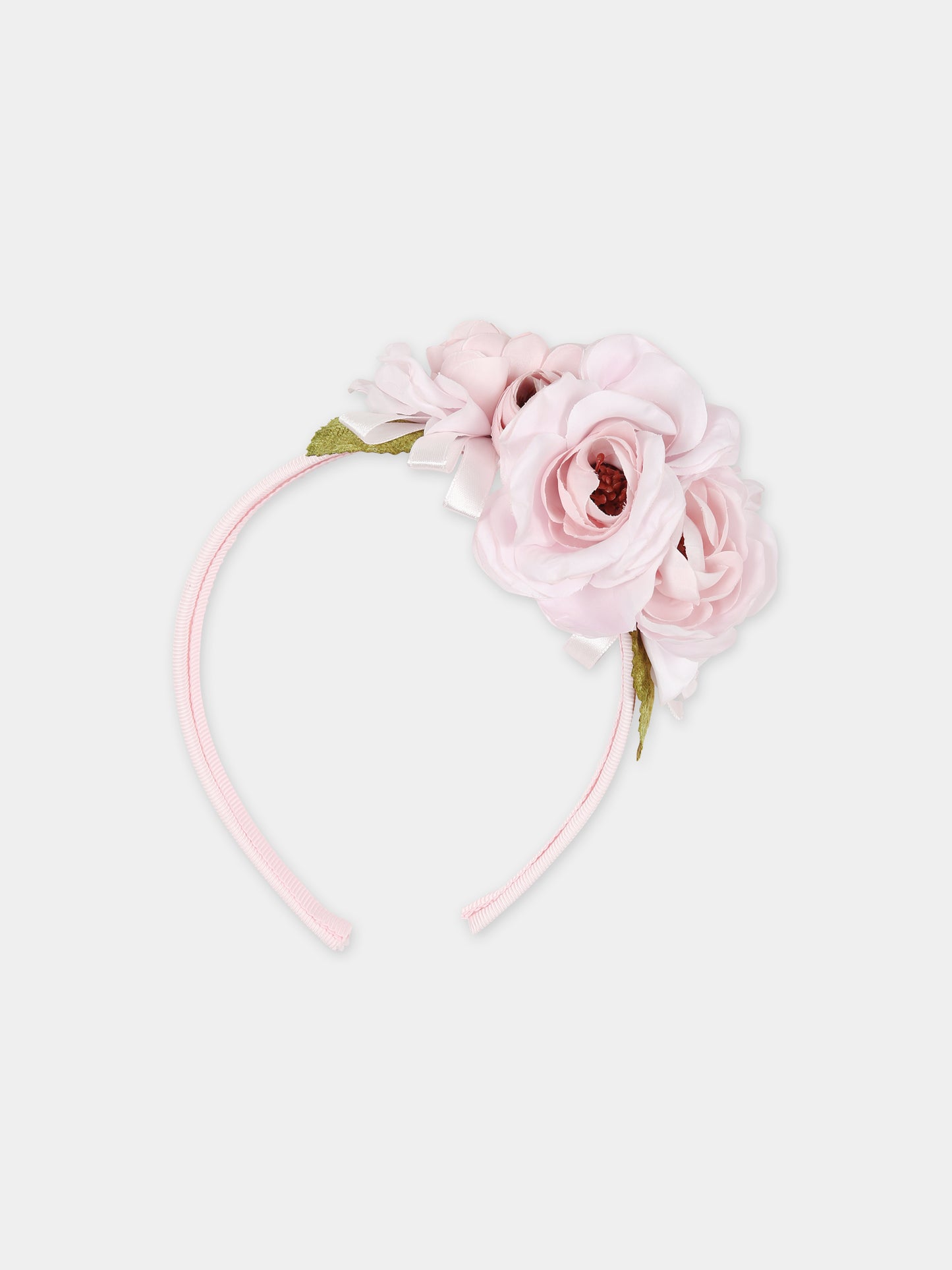 Cerchietto rosa per bambina con fiori,Monnalisa,79C011 3726 9191