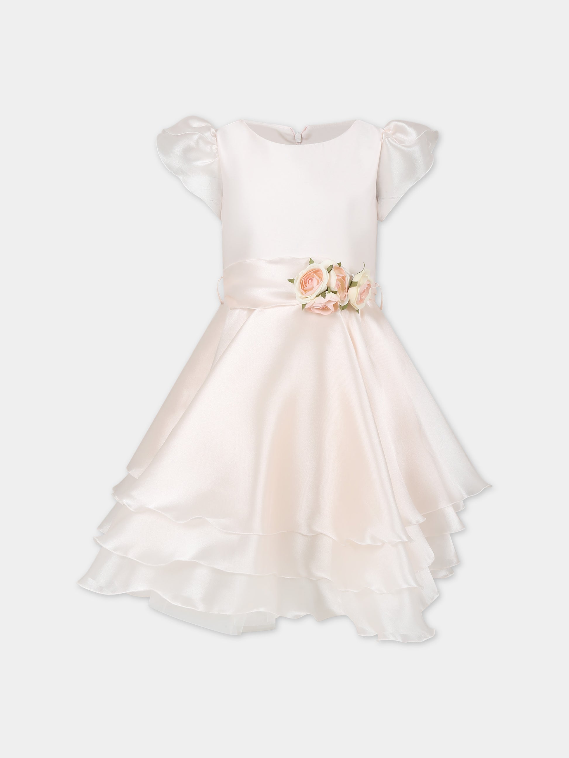 Vestito rosa per bambina con roselline,Monnalisa,71C918 3110 0092