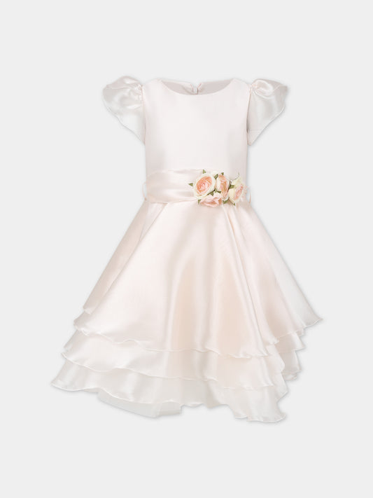 Vestito rosa per bambina con roselline,Monnalisa,71C918 3110 0092