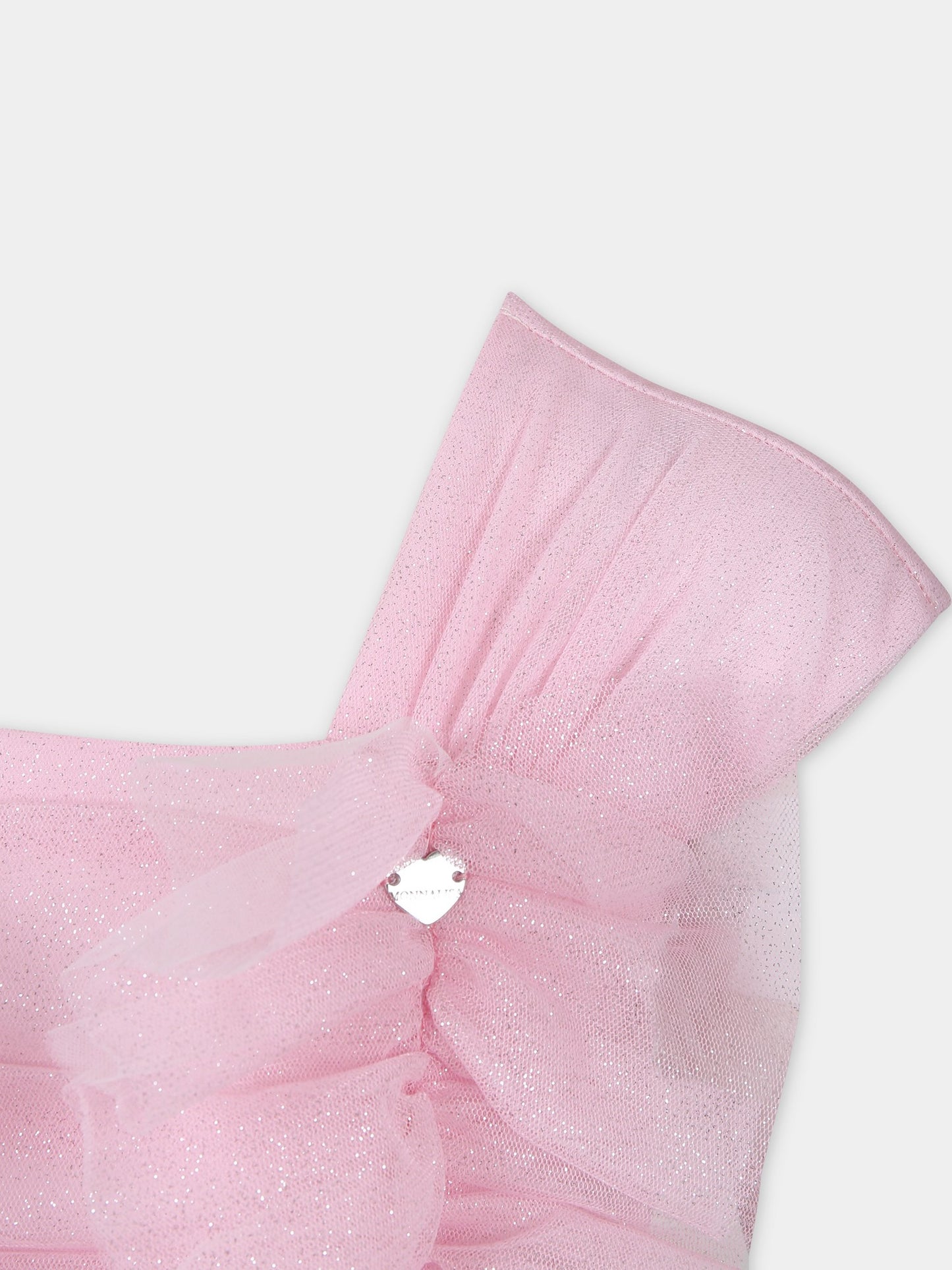 Vestito rosa per bambina in tulle e lurex,Monnalisa,71C910 3907 9075