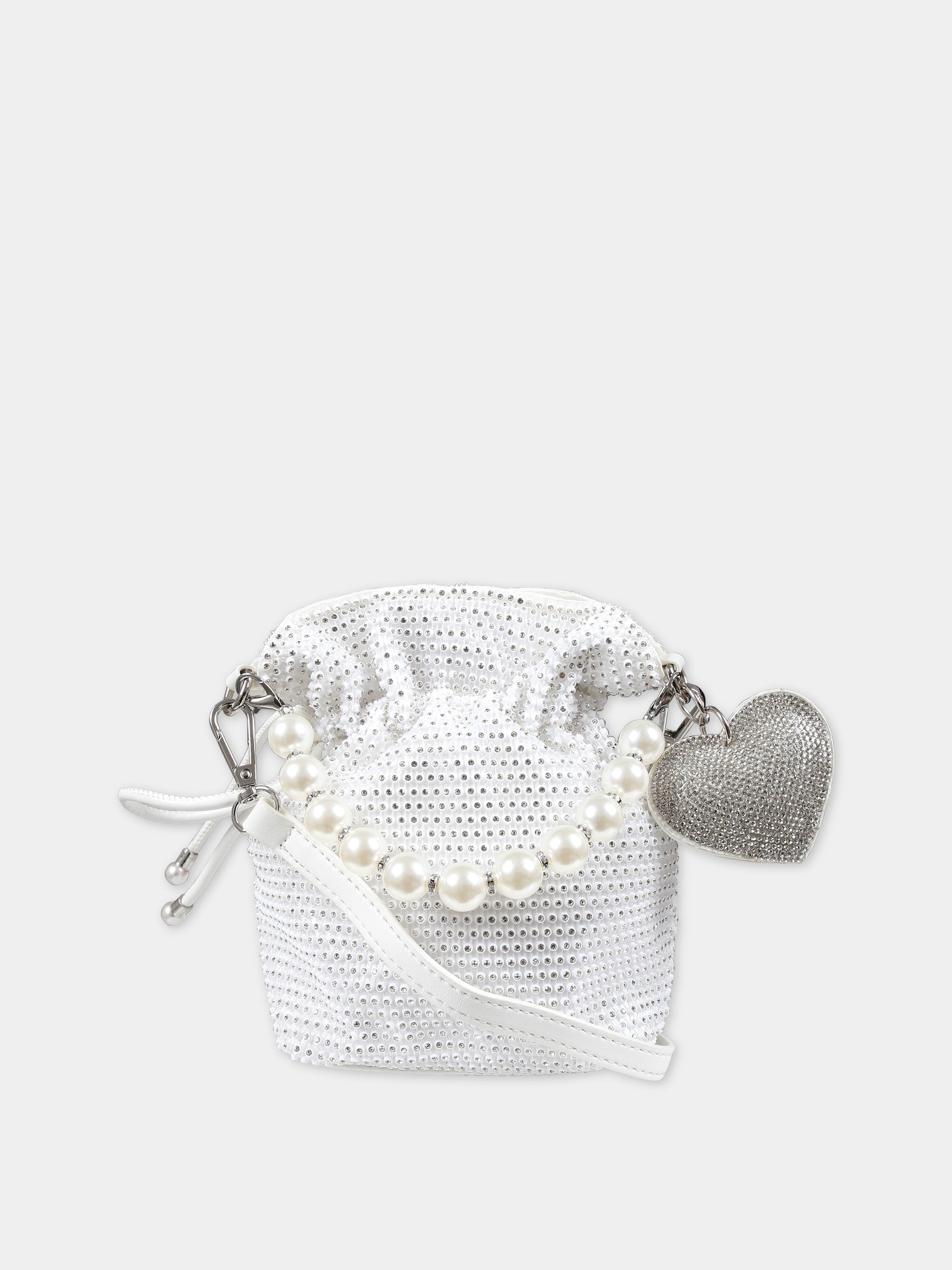 Borsa argento per bambina con strass all-over,Monnalisa,77C002 3713 0001
