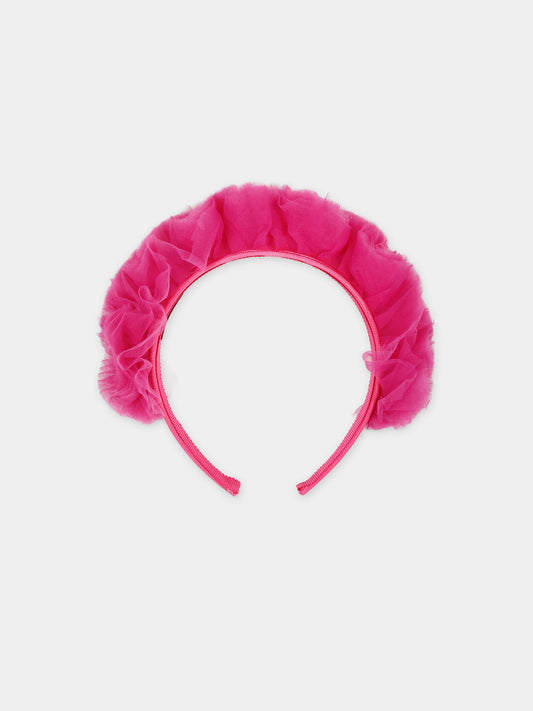 Cerchietto fucsia per bambina con tulle,Monnalisa,17C006 3071 0097