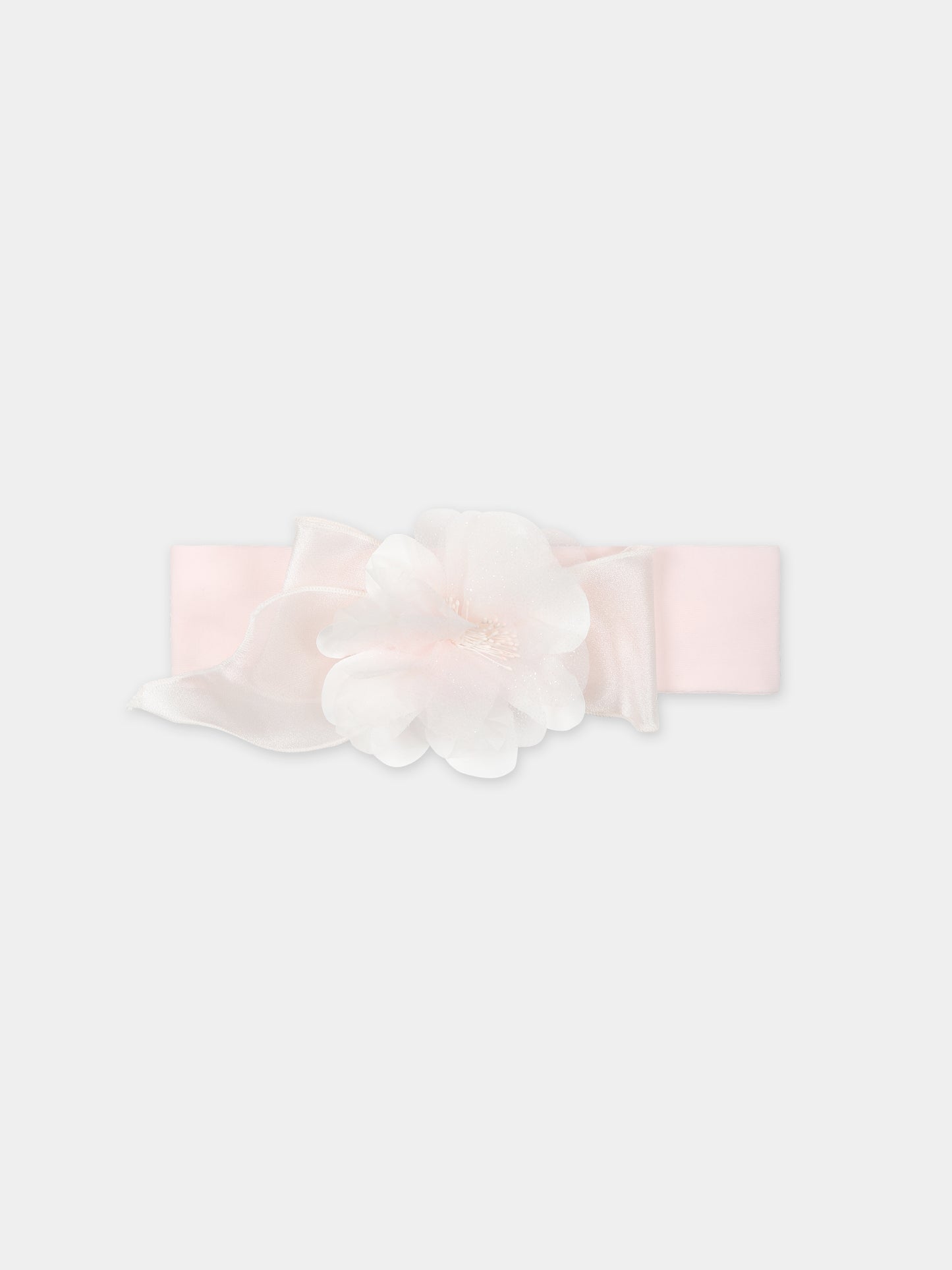 Fascia rosa per neonata con fiore,Monnalisa,73C012 3201 0092