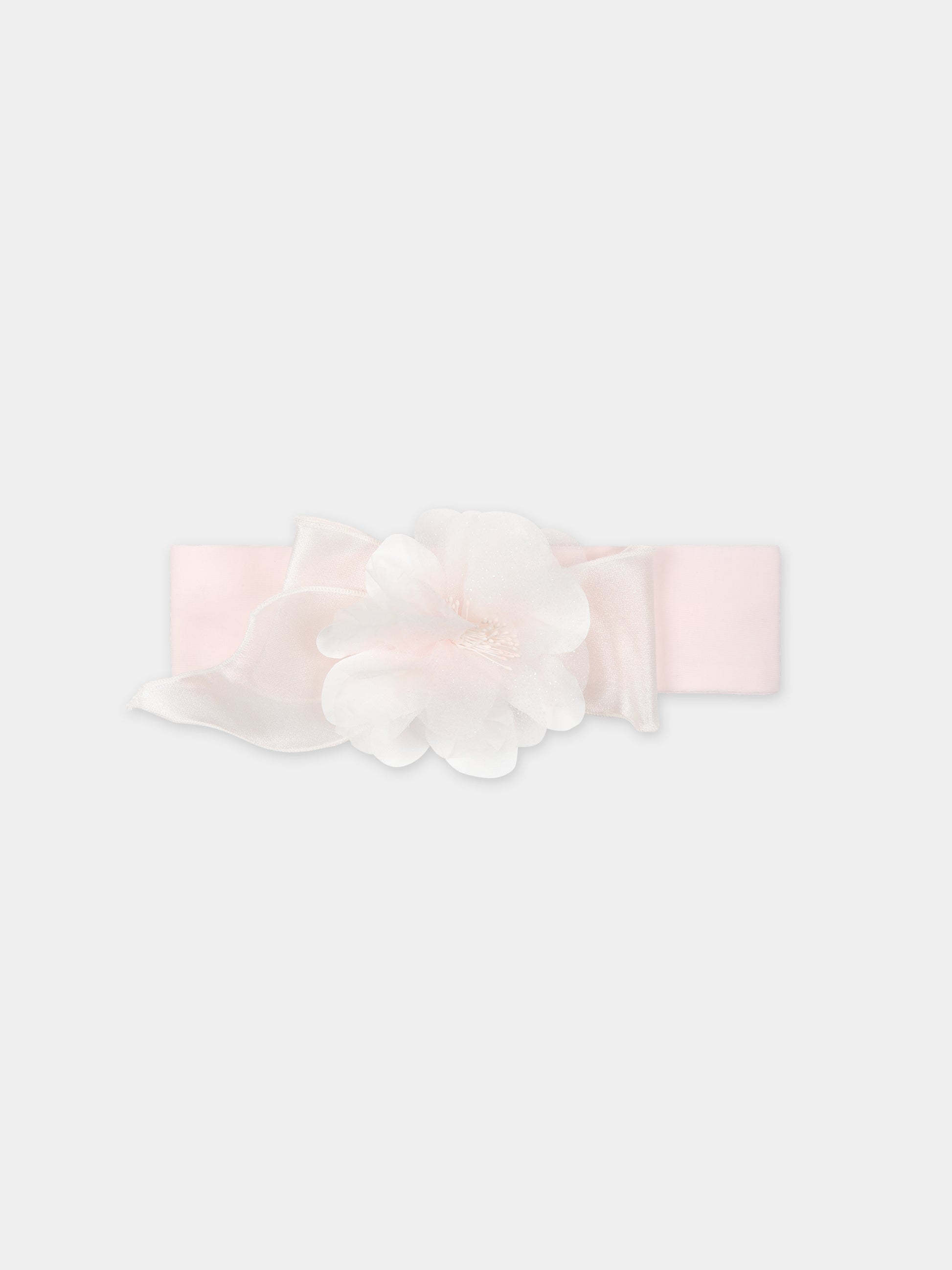Fascia rosa per neonata con fiore,Monnalisa,73C012 3201 0092