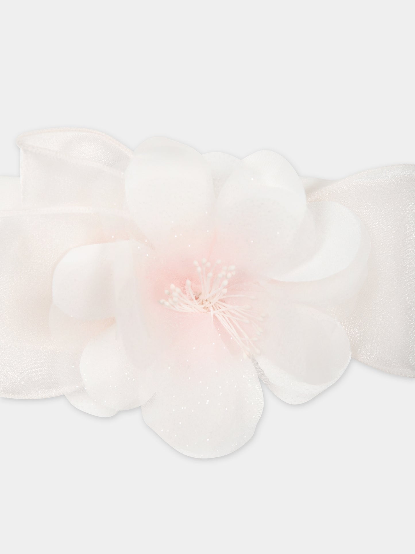 Fascia bianca per neonata con fiore,Monnalisa,73C012 3201 0192