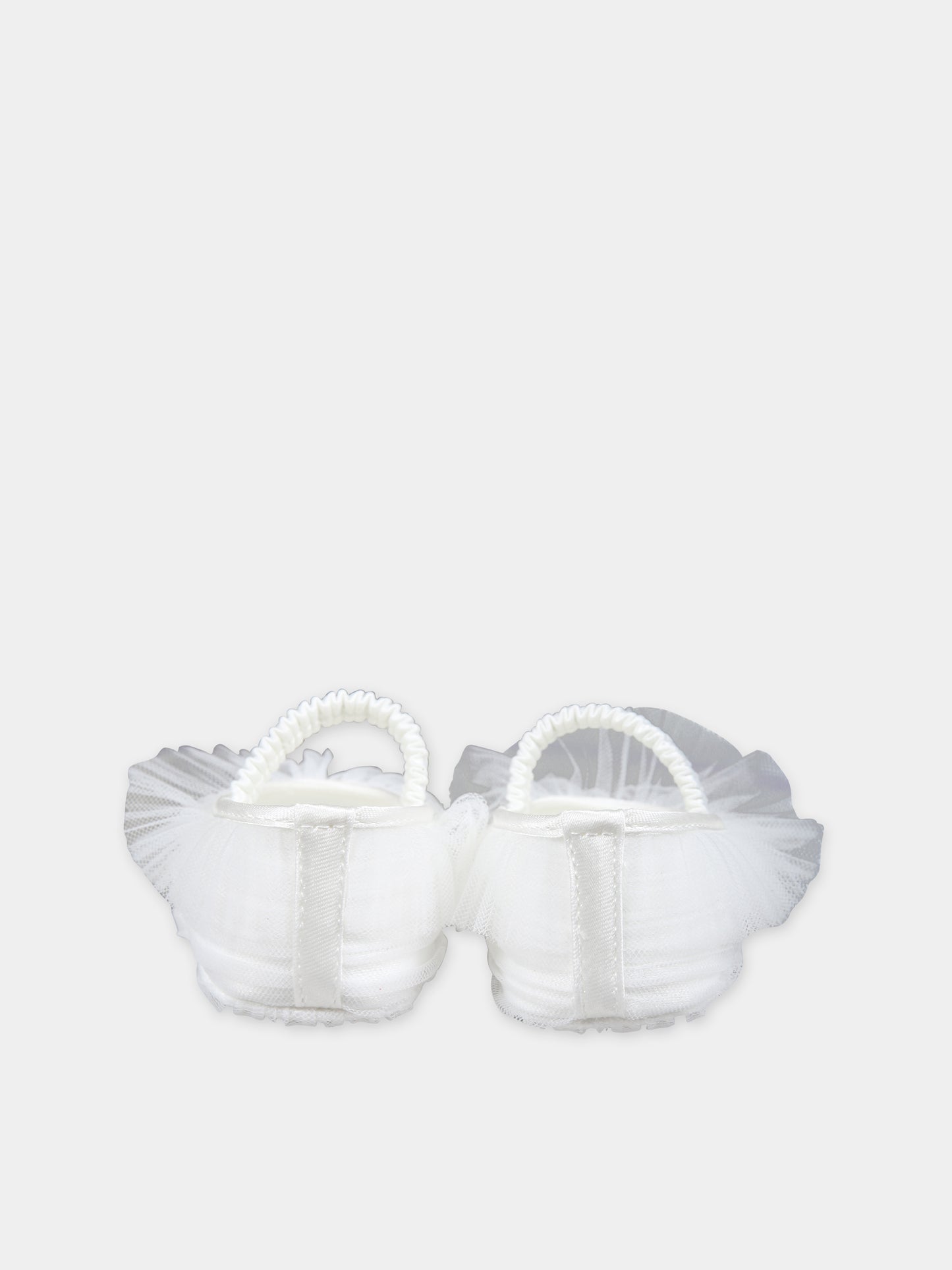 Ballerine bianche per neonata con tulle,Monnalisa,73C007 3361 001A