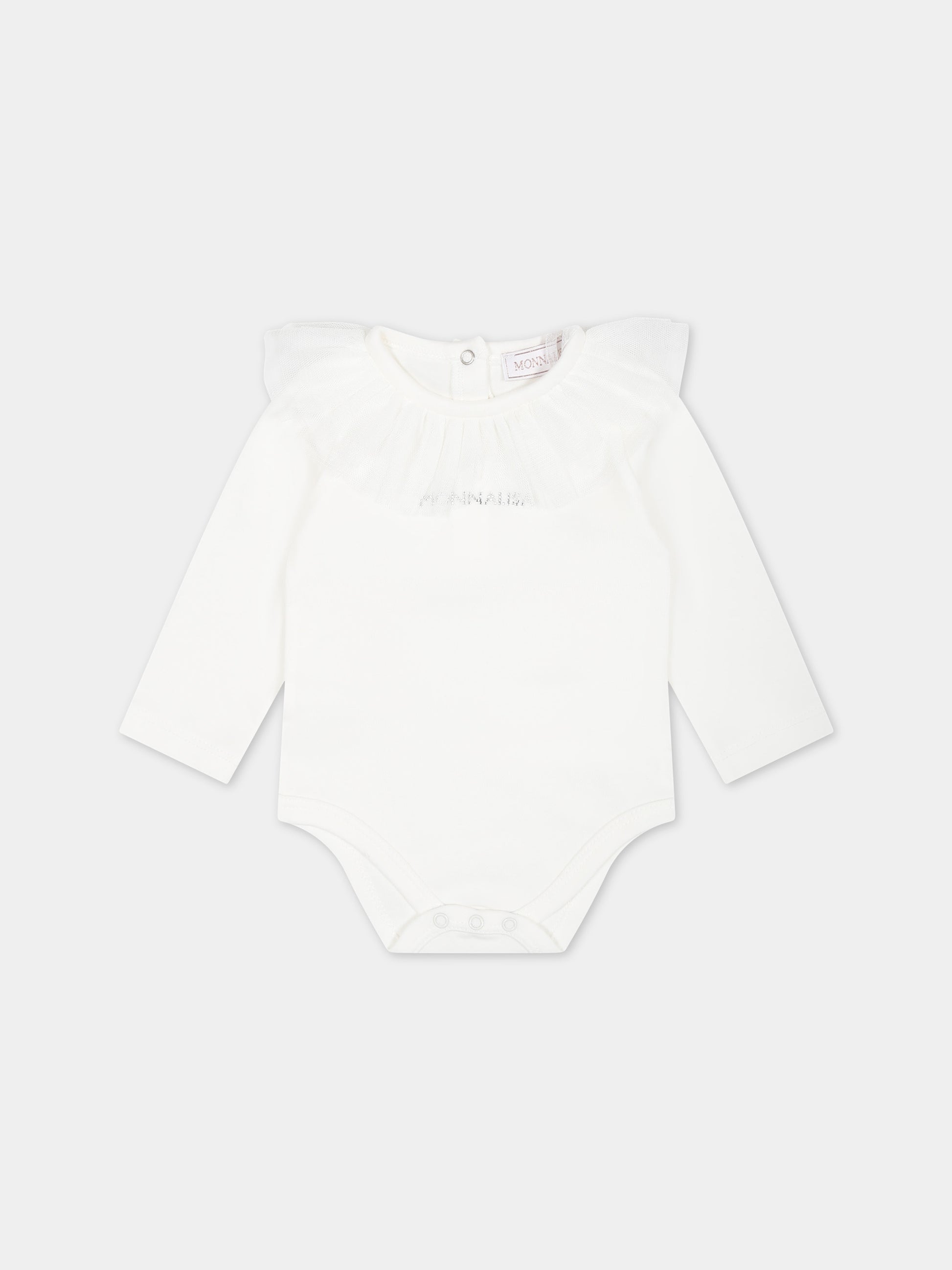 Completo bianco per neonata con logo,Monnalisa,35C505 3000 0001
