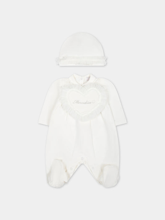 Set per neonata con cuore e rouches,Monnalisa,35C507 3000 0001